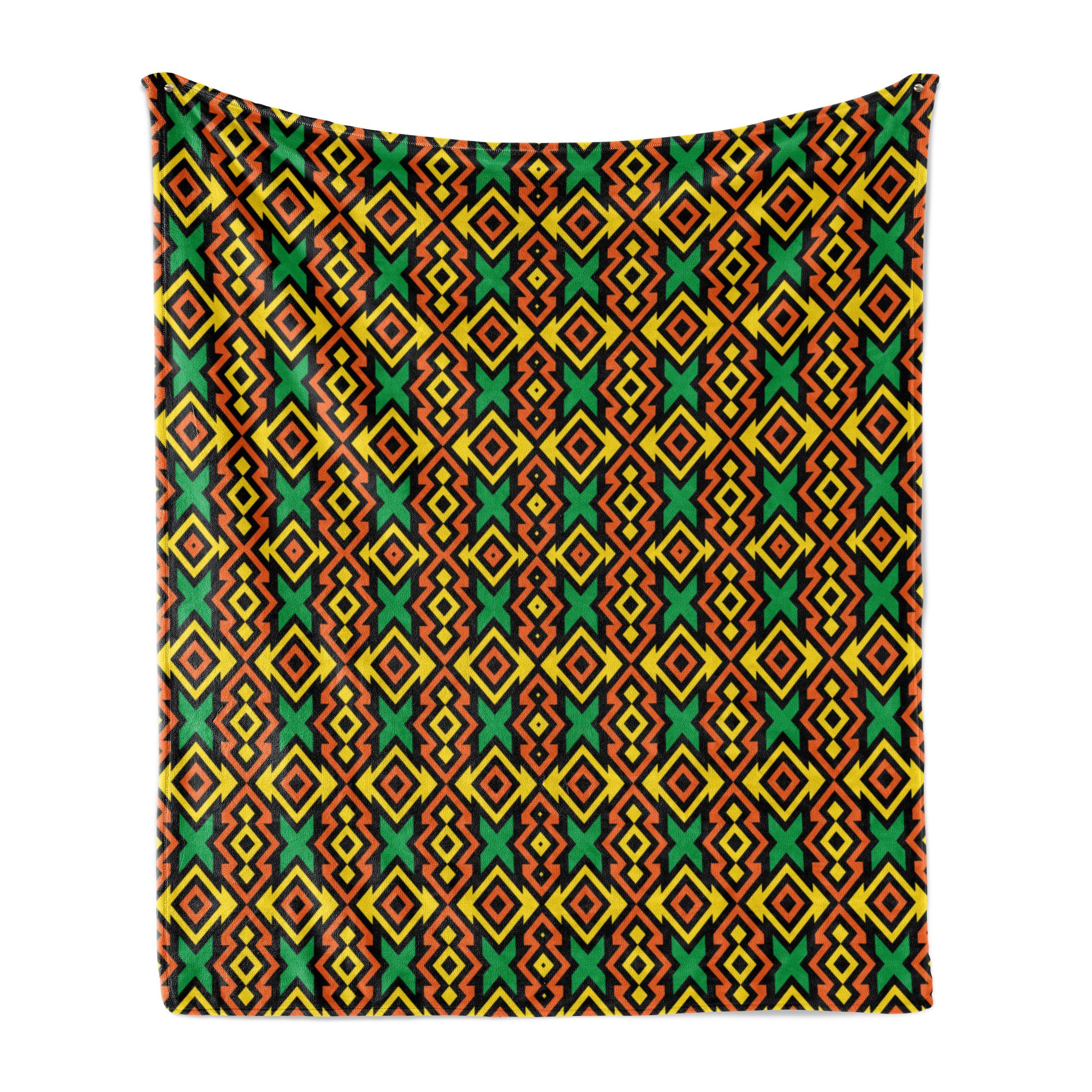 Wohndecke Gemütlicher Plüsch für den Innen- und Außenbereich, Abakuhaus, Kente Muster Kunstdruck