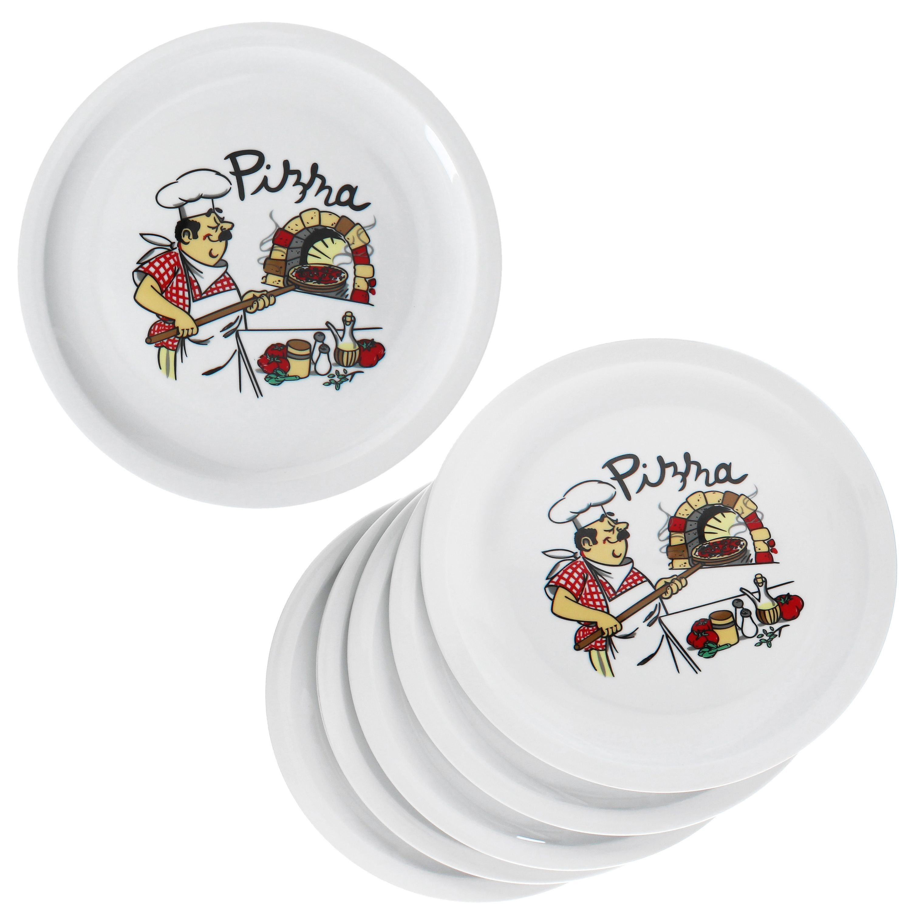 Pizzateller 6er Set Mario XXL Pizzateller Ø33,5cm 6 Pers. Teller Pizza Bäcker