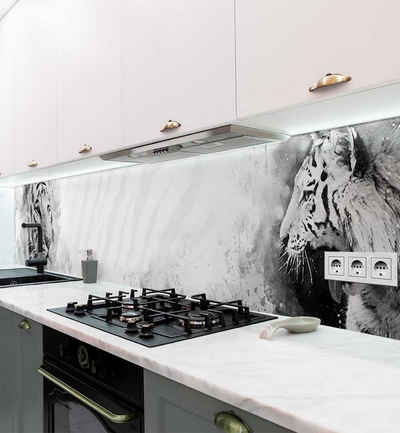 MyMaxxi Dekorationsfolie Küchenrückwand gemalter Tiger schwarz weiß selbstklebend