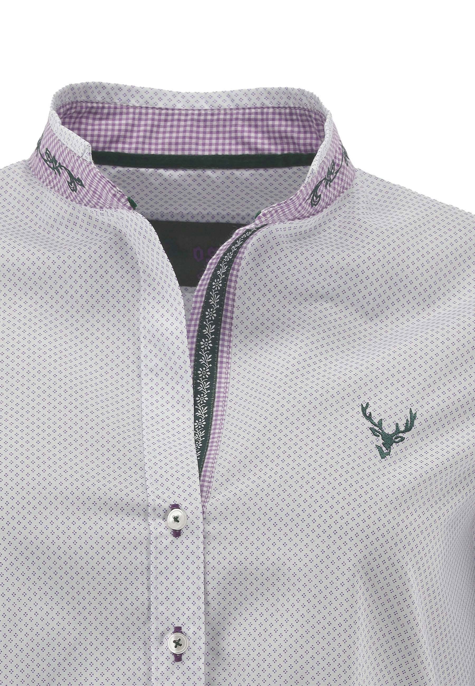 Moschen-Bayern Trachtenbluse Trachtenbluse Damen Bluse Damenbluse 3/4 Arm Hirsch Weiß-Violett Damenbluse, Trachtenbluse, Stickerei, Bluse, Jeansbluse, klassische Bluse