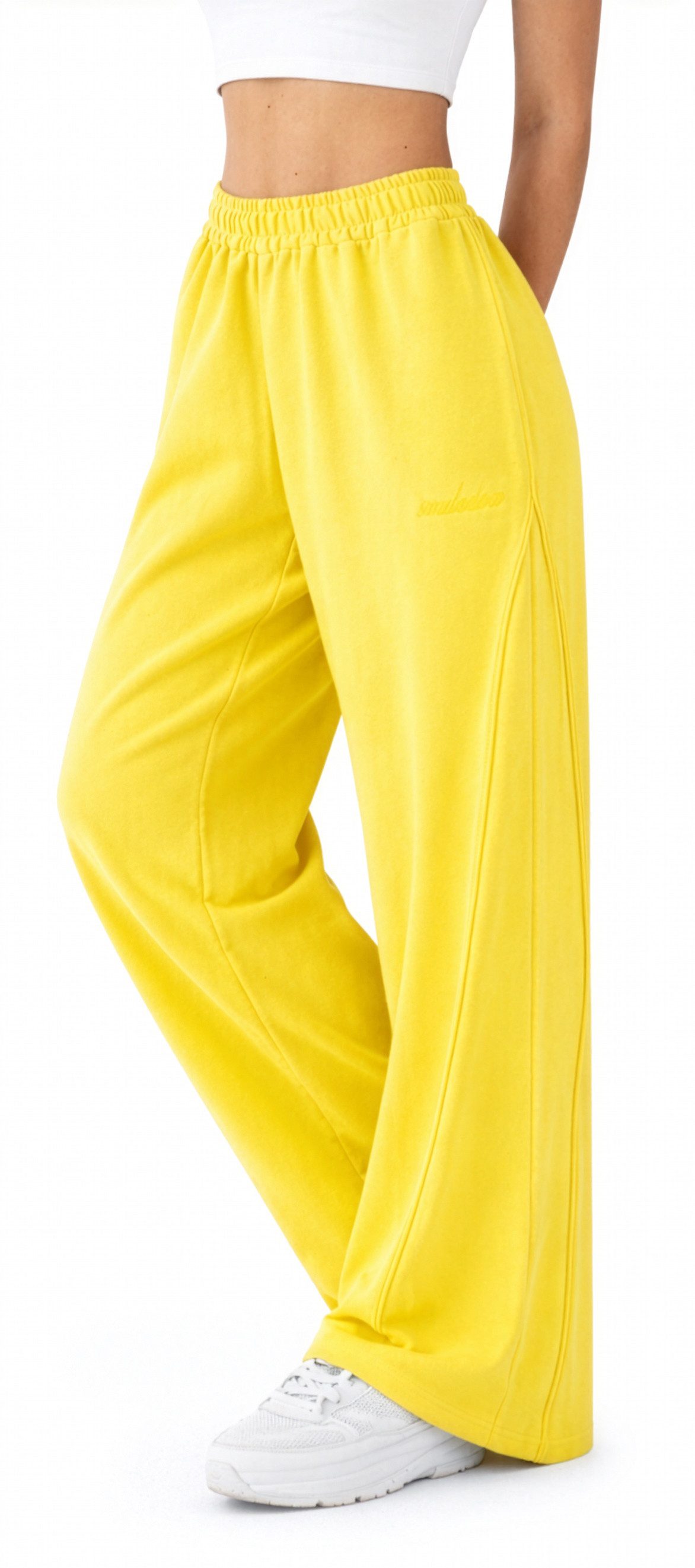 Smilodox Jogginghose Ylena, Sweatpants Damen, Loose Fit, Wide Leg mit Tunnelzug, Sport Elastischer Bund, Kordelzug, weites Bein, Logo, Gym & Homewear