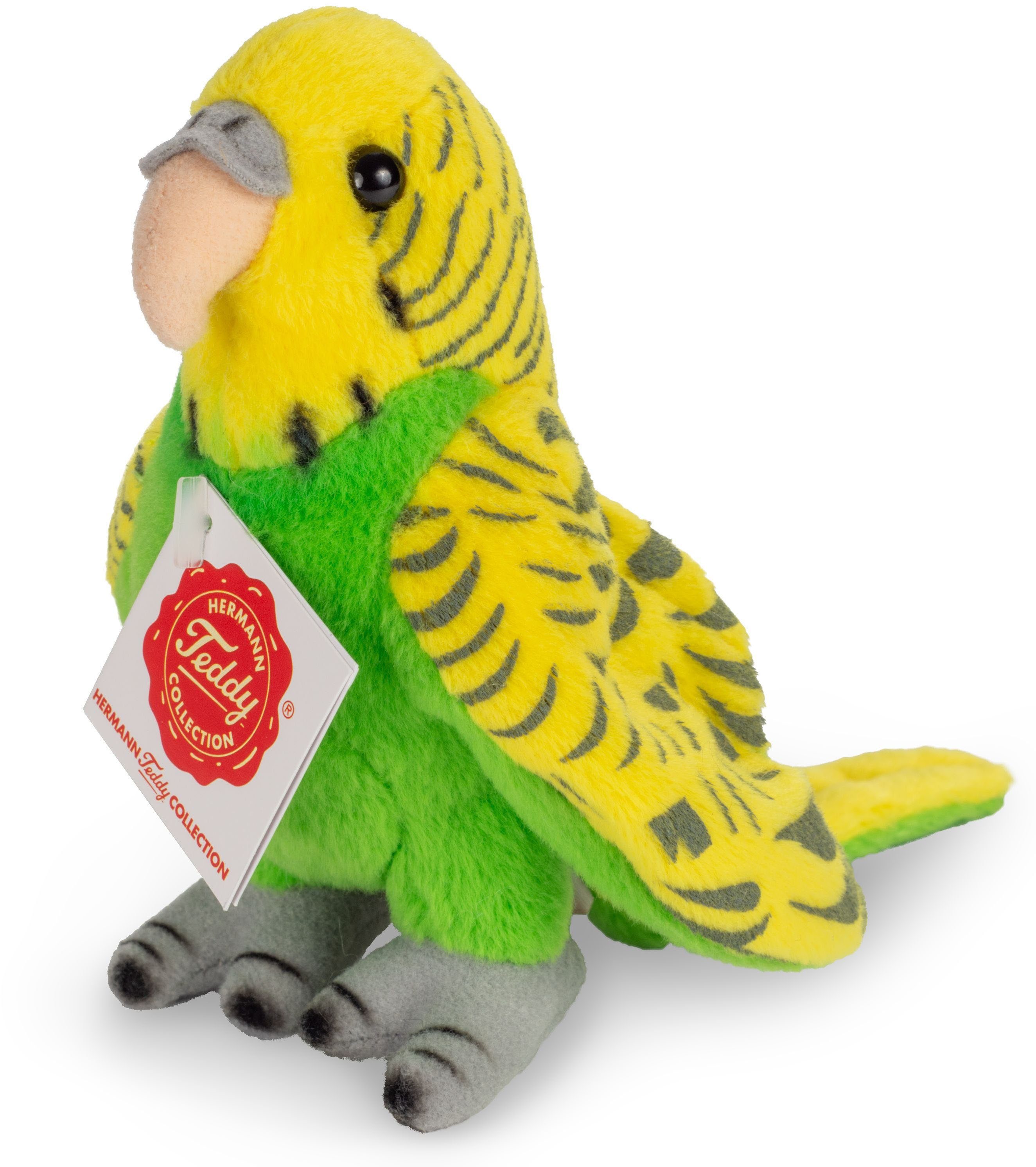 Teddy Hermann® Kuscheltier Wellensittich grün, 13 cm, zum Teil aus recyceltem Material
