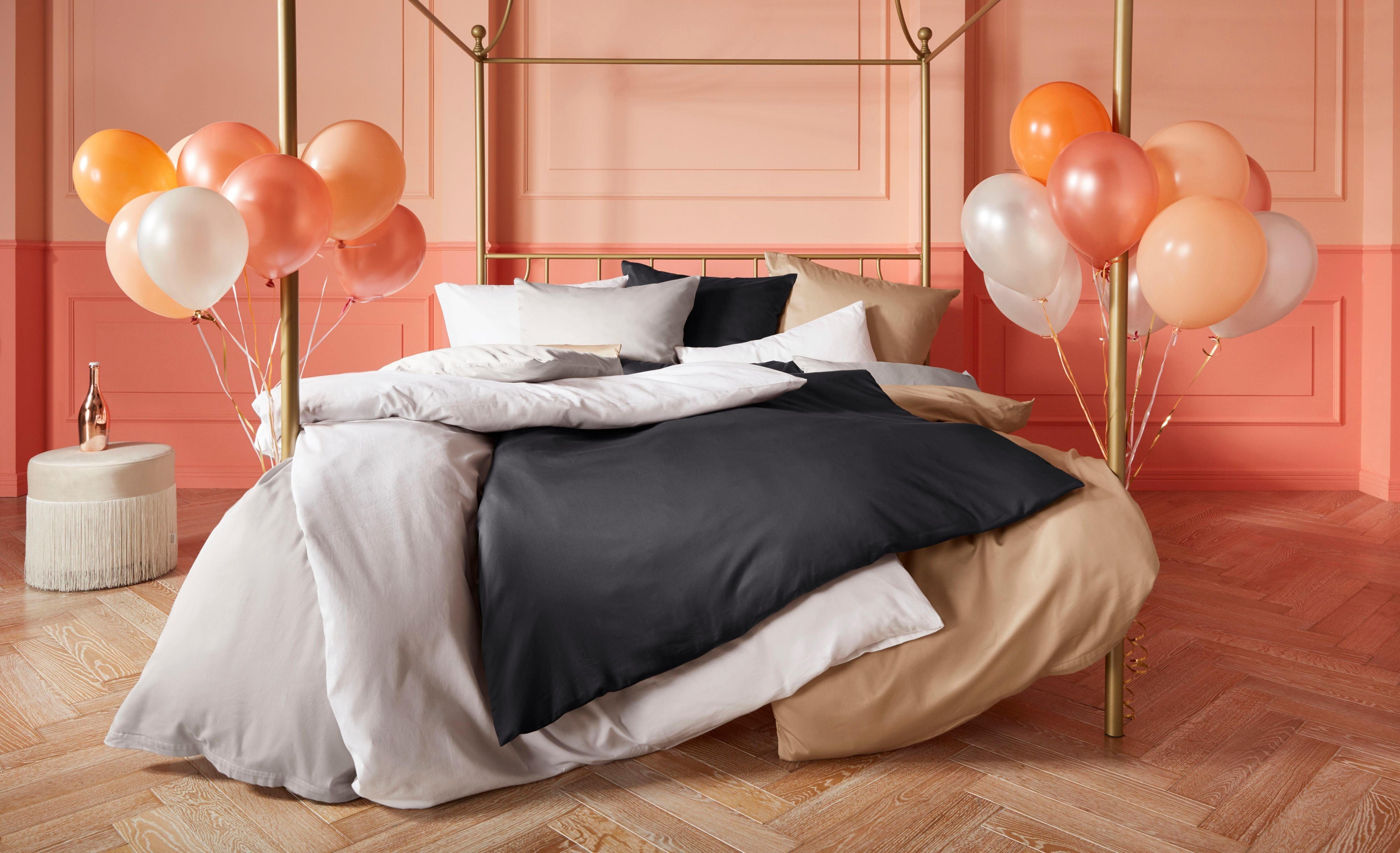 OTTO home Bettwäsche Mila in 135x200, 155x220 oder 200x200 cm, Mako-Satin, 2 teilig, Mako-Satin, Bettwäsche aus Baumwolle, unifarbene Bettwäsche