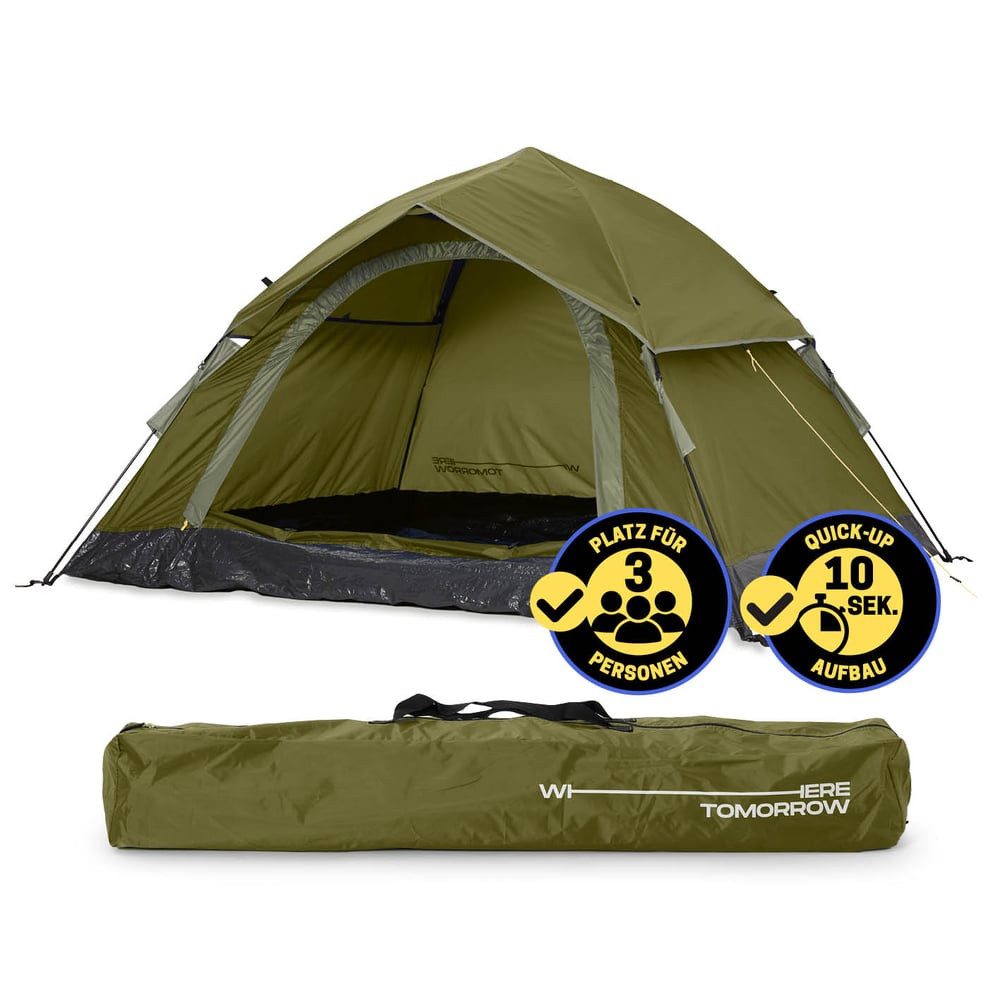 Lumaland Kuppelzelt Wurfzelt Zelt für 3 Personen 210x190x110cm, Leichtes Pop Up Wurfzelt, 2-3 Personen Kuppelzelt, Wasserdicht