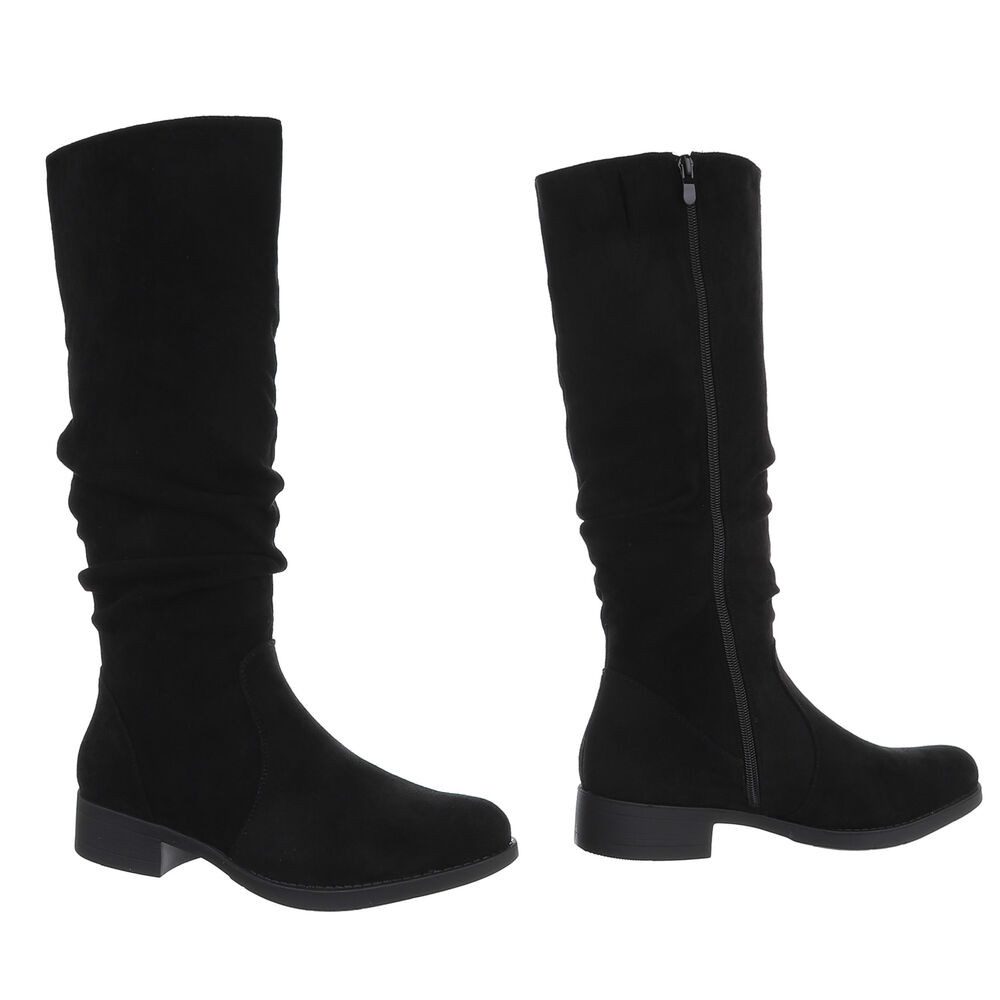 Ital-Design Damen Freizeit Stiefel (88577472) Blockabsatz Flache Stiefel in Schwarz