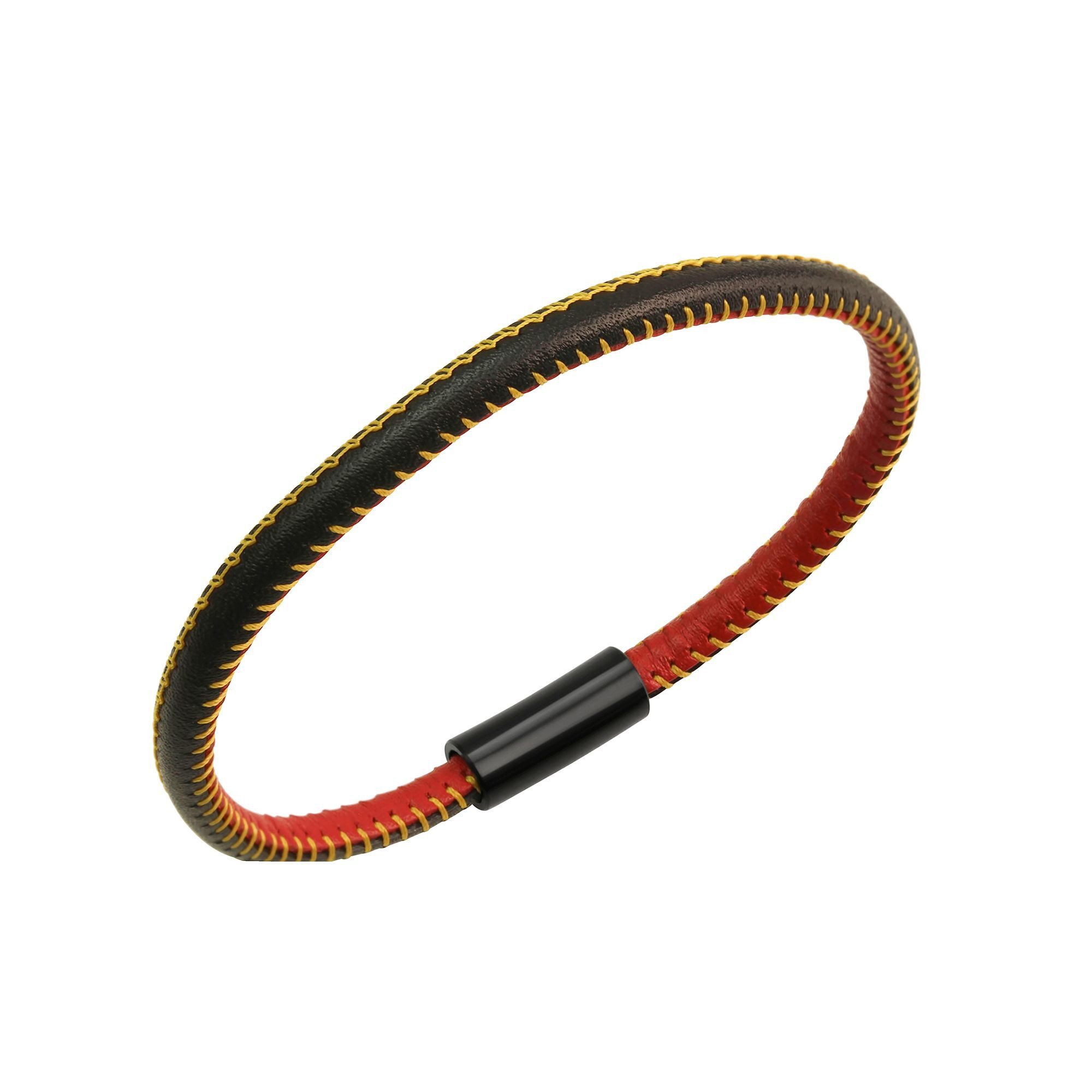 Zeeme Armband echt Leder mit Deutschland-Farben 19cm