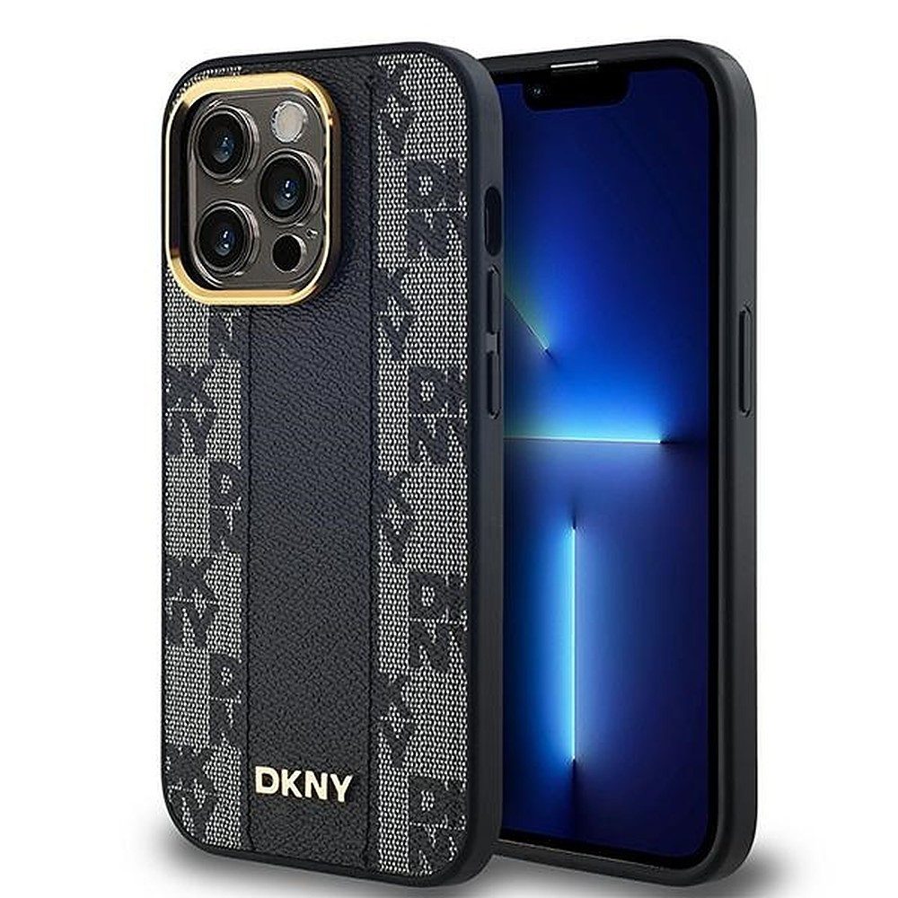DKNY Handyhülle MagSafe Schutzhülle Streifenmuster, MagSafe-kompatibel, kariertes Monogramm, Metall-Logo