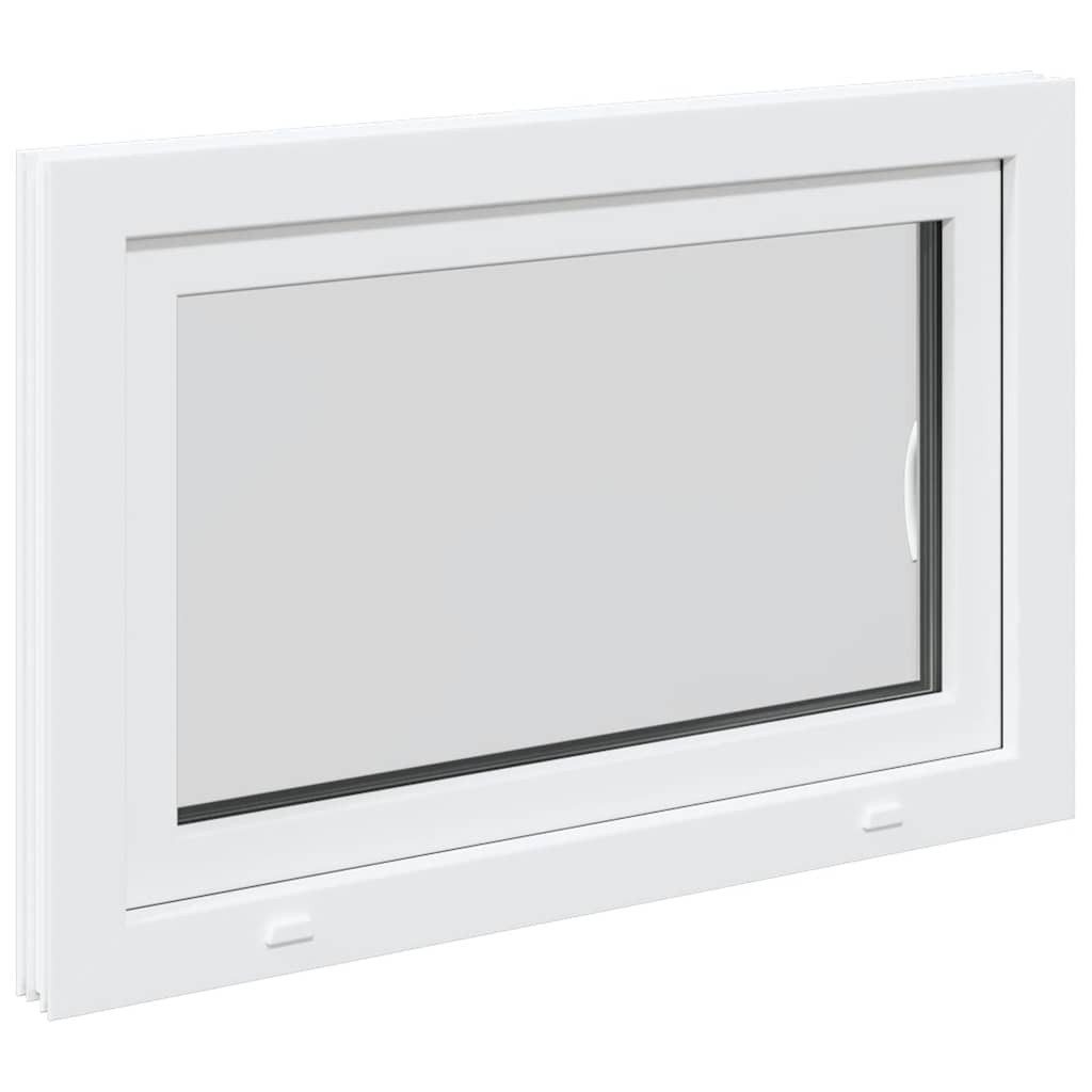 vidaXL Fenster Kellerfenster RISOR Kunststoff Dreh Kipp weiß PVC und Glas