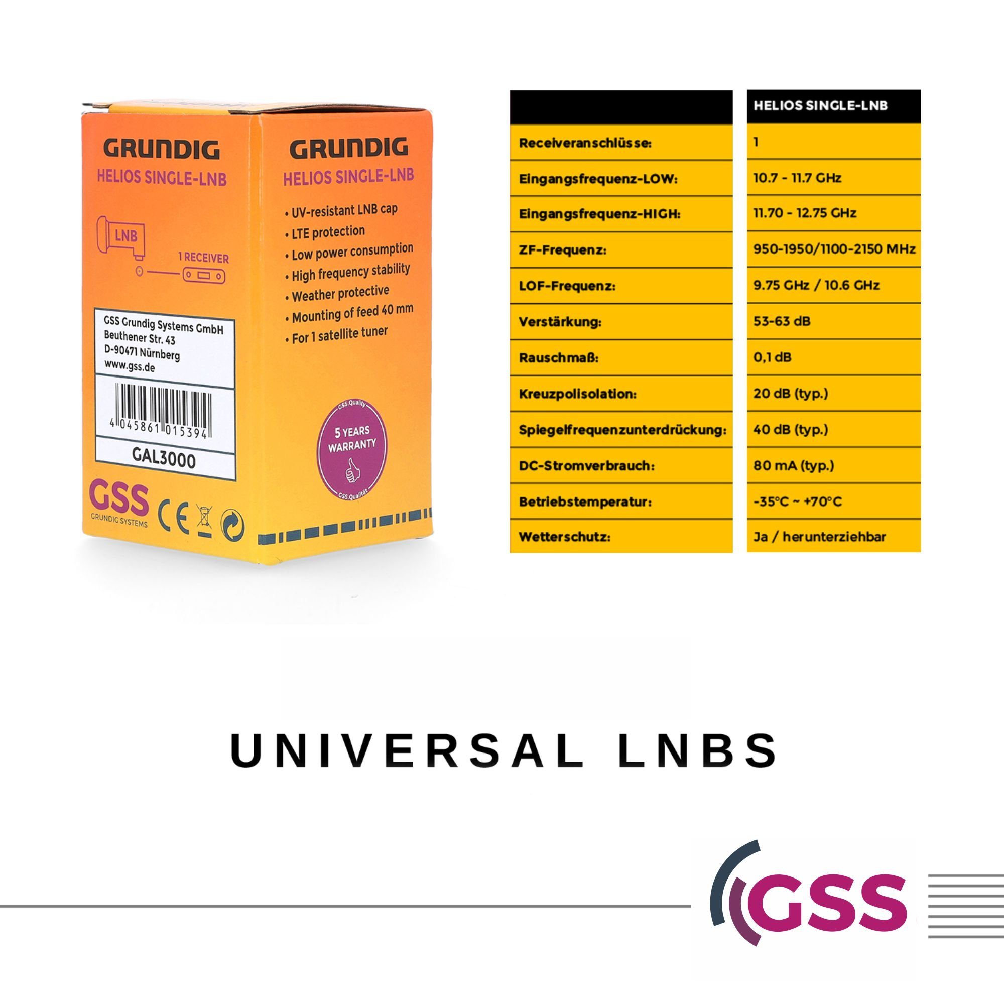 Filter, (LTE Aufdrehhilfe Single Helios 2x GSS mit F-Stecker vergoldet) Wetterschutz Universal-Single-LNB & LNB