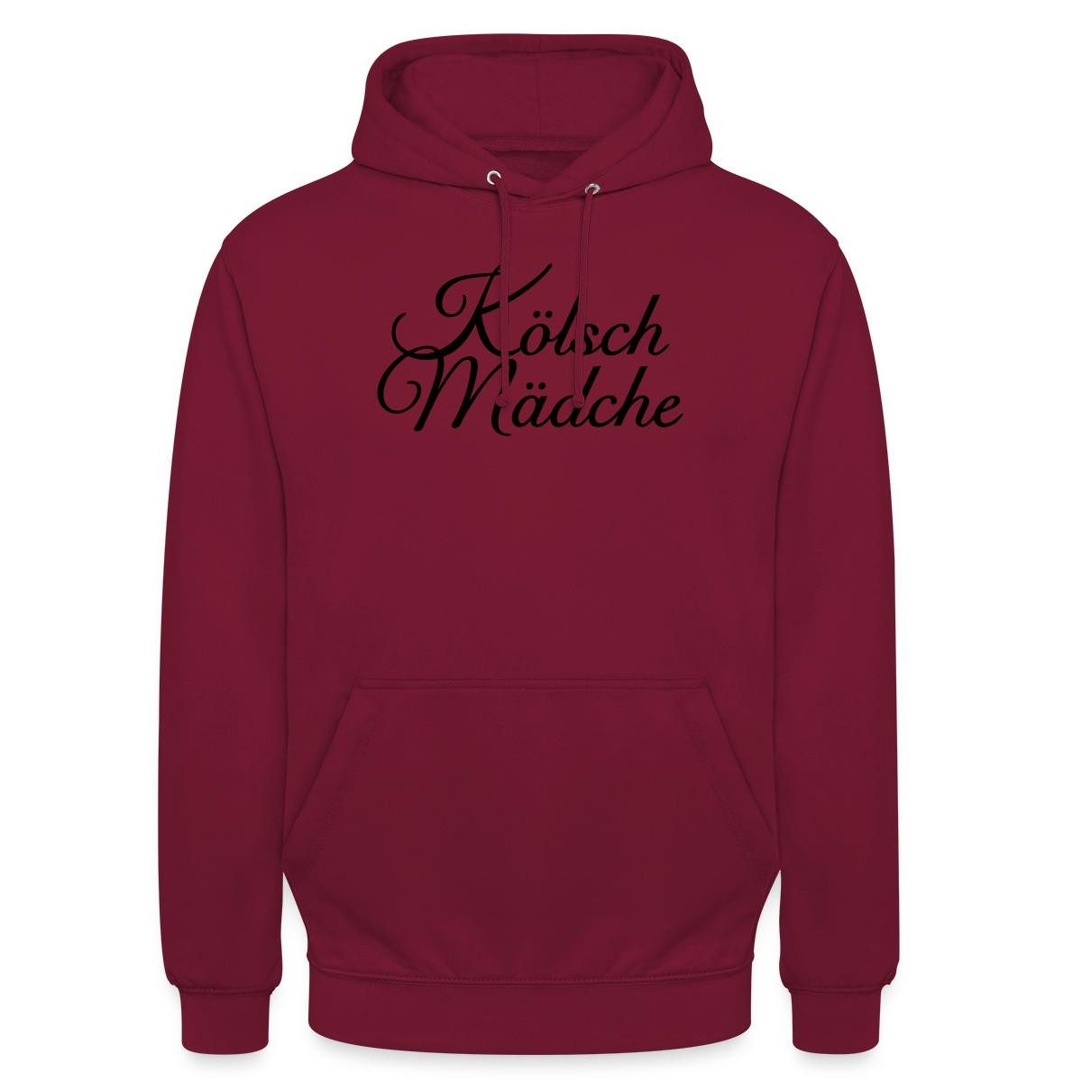 Spreadshirt Hoodie Kölsch Mädche Schriftzug Karneval Unisex Hoodie (1-tlg) Unisex-Schnitt: Sitzt bei Männern körpernah, bei Frauen weit