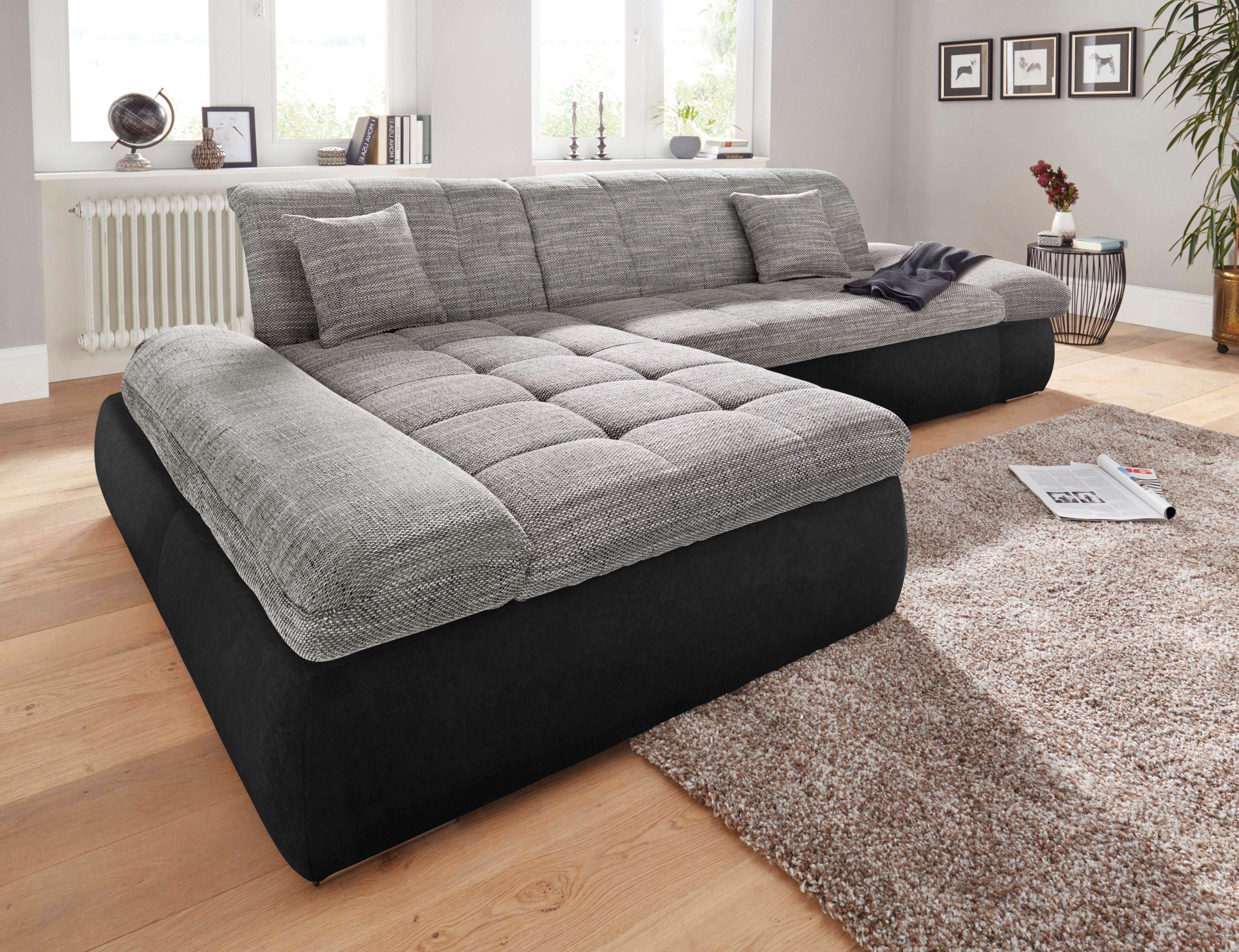 DOMO collection Ecksofa PB Moric wahlweise mit Bettfunktion + Armteilverstellung, L-Form, im XXL-Format, B/T/H:300/172/80 cm, feine Steppung