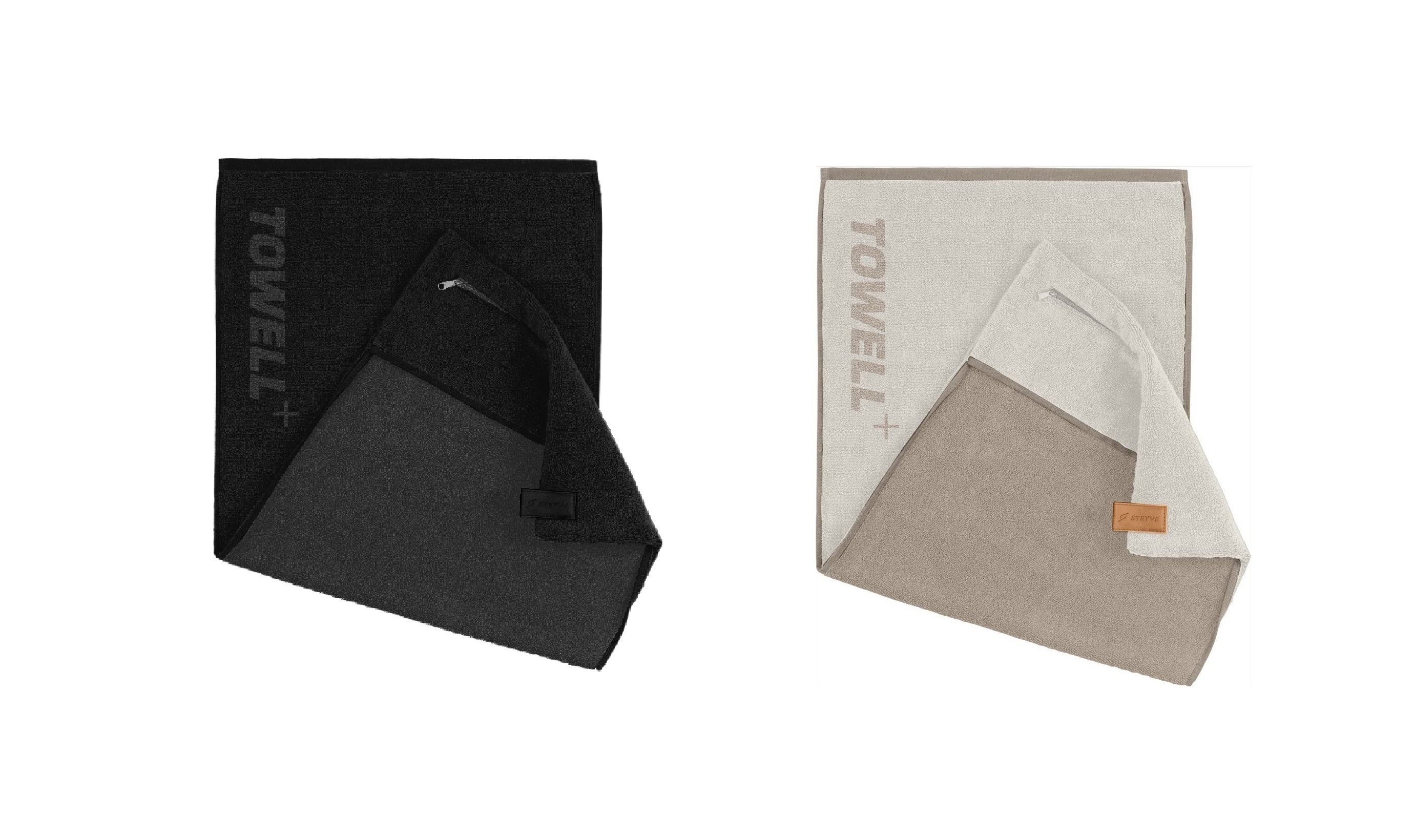 Sporthandtuch Tasche Black/Merino Handtuch Towell All Magnetclip, Stryve + Set 2er und mit