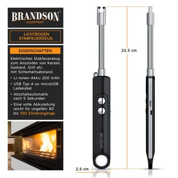 Brandson Feuerzeug, Lichtbogen Stabfeuerzeug elektrisch, Kerzenanzünder, USB aufladbar