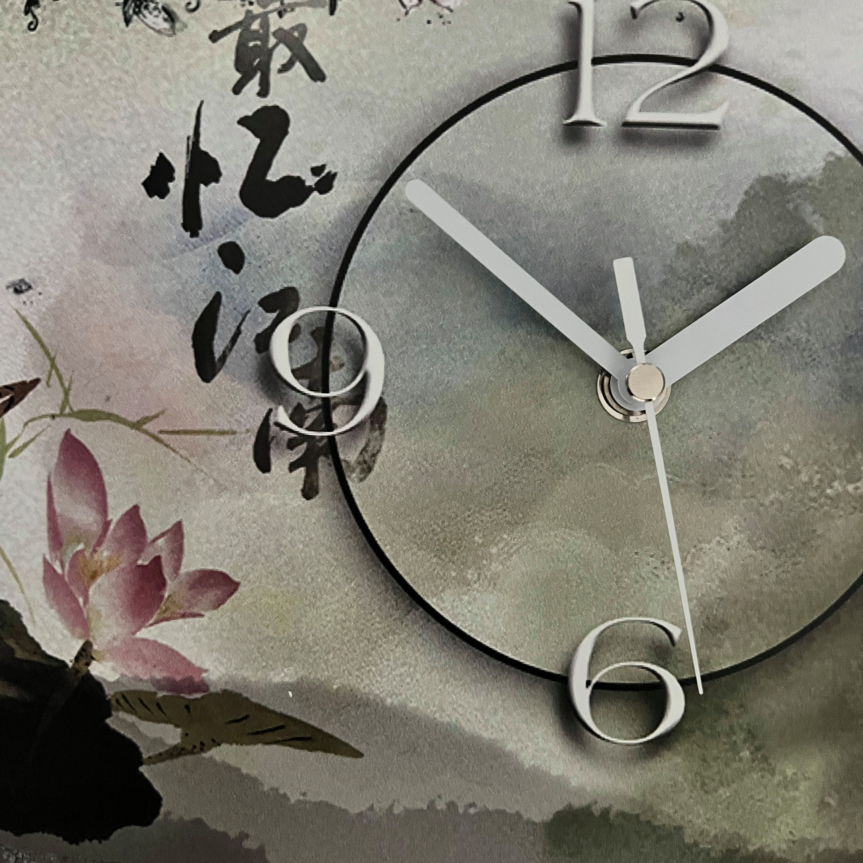 dixtime Wanduhr Asia Lotus Designer Wanduhr (Einzigartige 3D-Optik aus 4mm Alu-Dibond)
