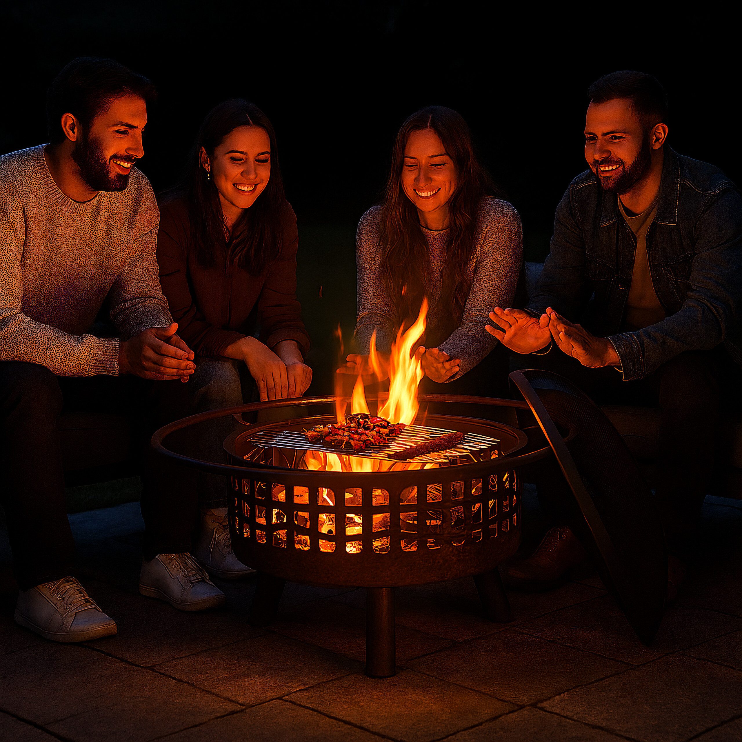 relaxdays Feuerschale mit Grillrost & Funkenschutz günstig online kaufen