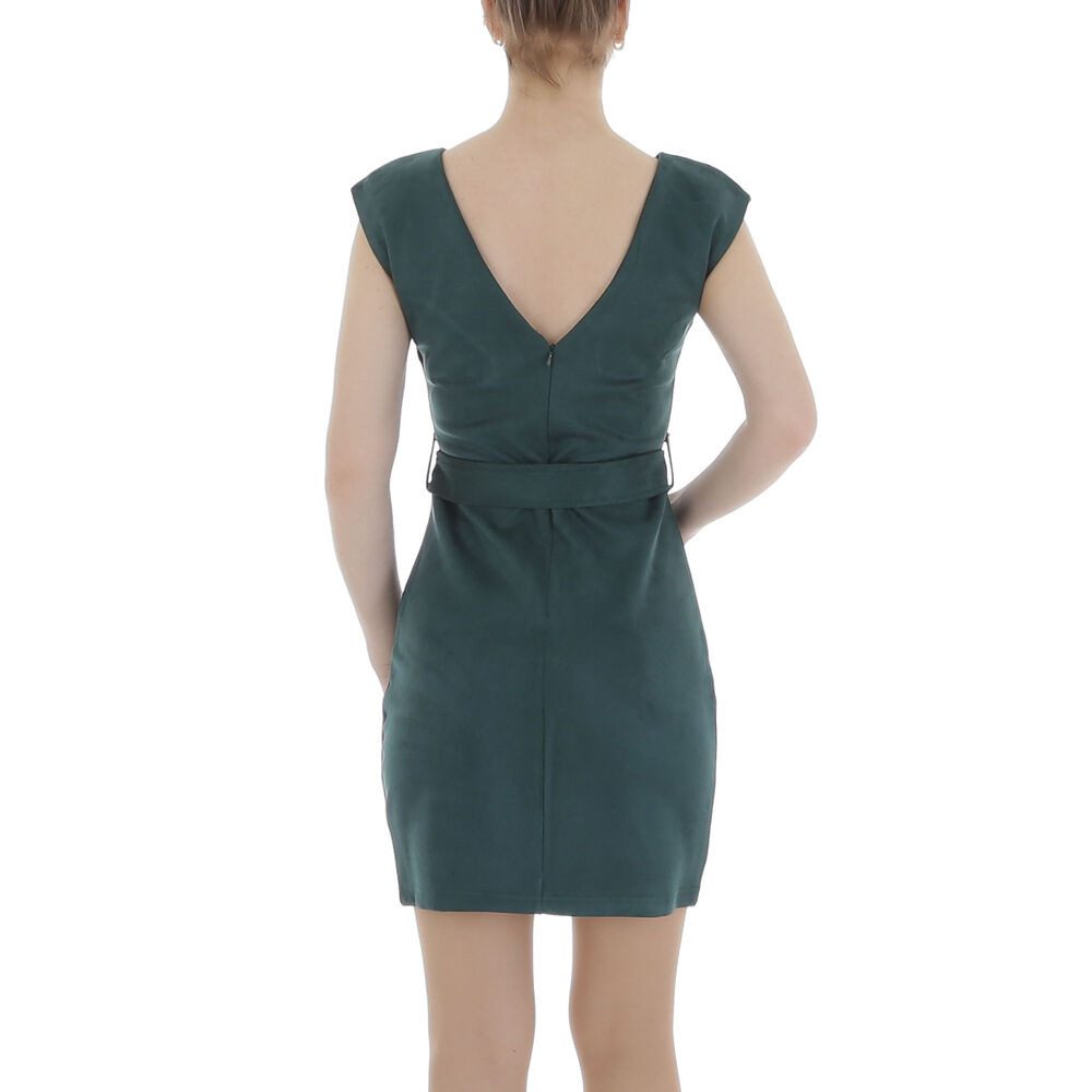 Ital-Design Minikleid Damen Elegant (86099031) Strass Stretch Samtoptik Minikleid in Grün
