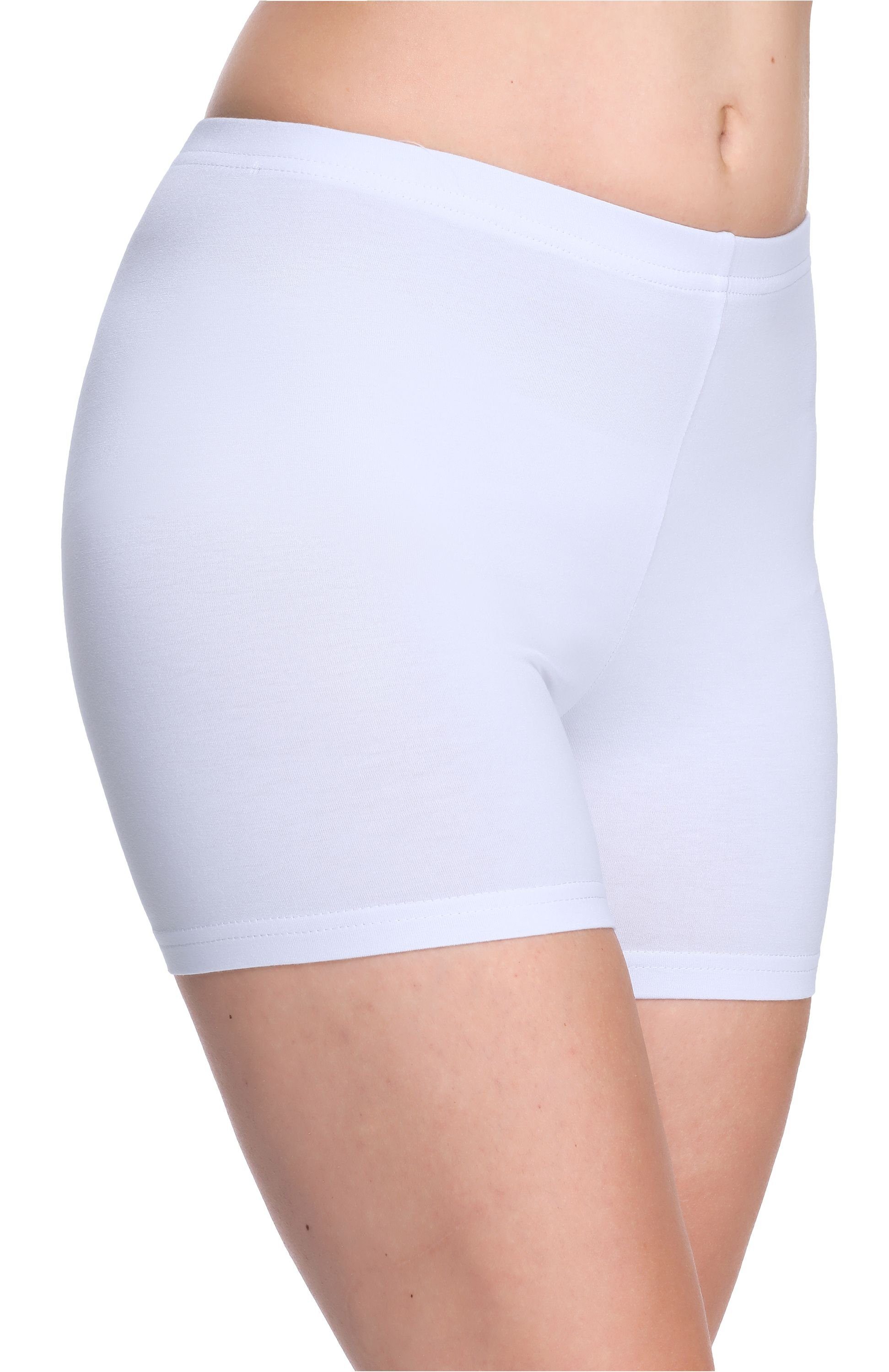elastischer Boxershorts Merry Leggings (1-tlg) Hotpants Weiß Unterhose MS10-283 Style Bund Shorts Damen Radlerhose