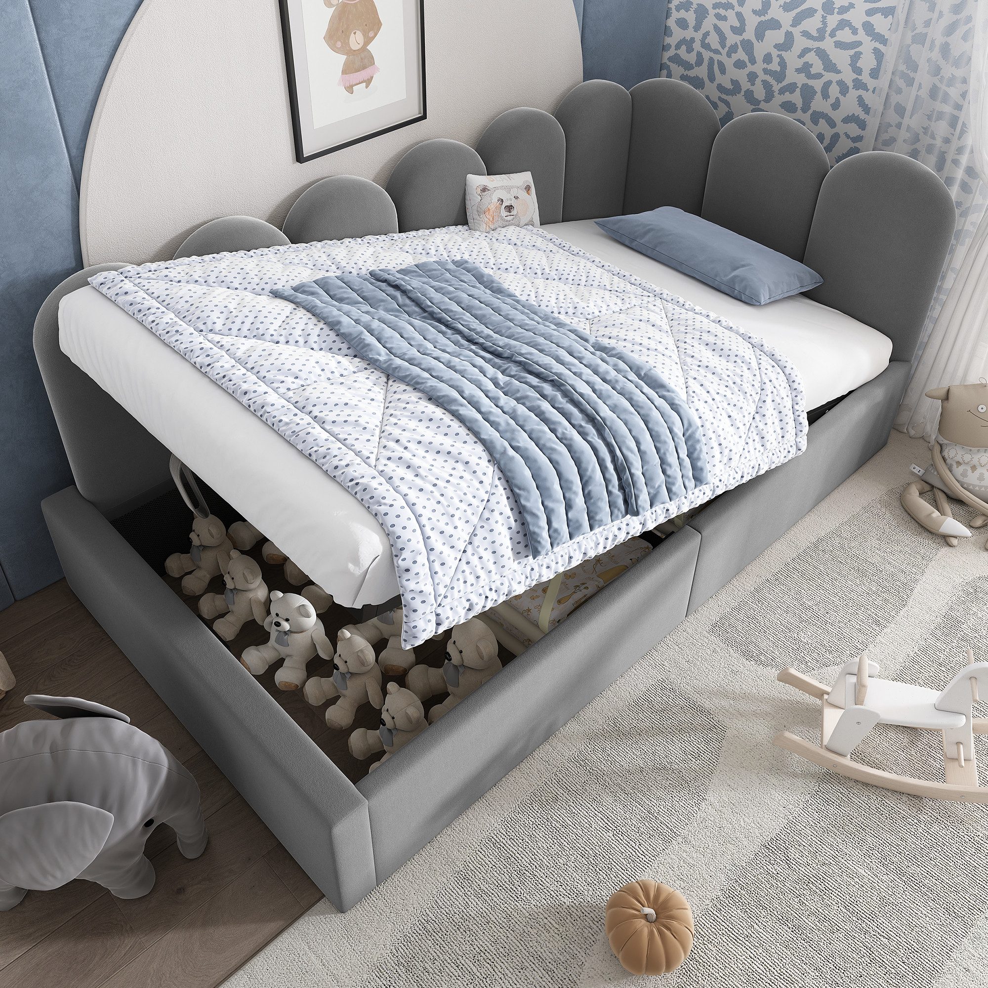 Celya Polsterbett Daybett 90x190 cm,Tagesbett Schlafsofa mit hydraulischem Stauraum (ohne Matratze)