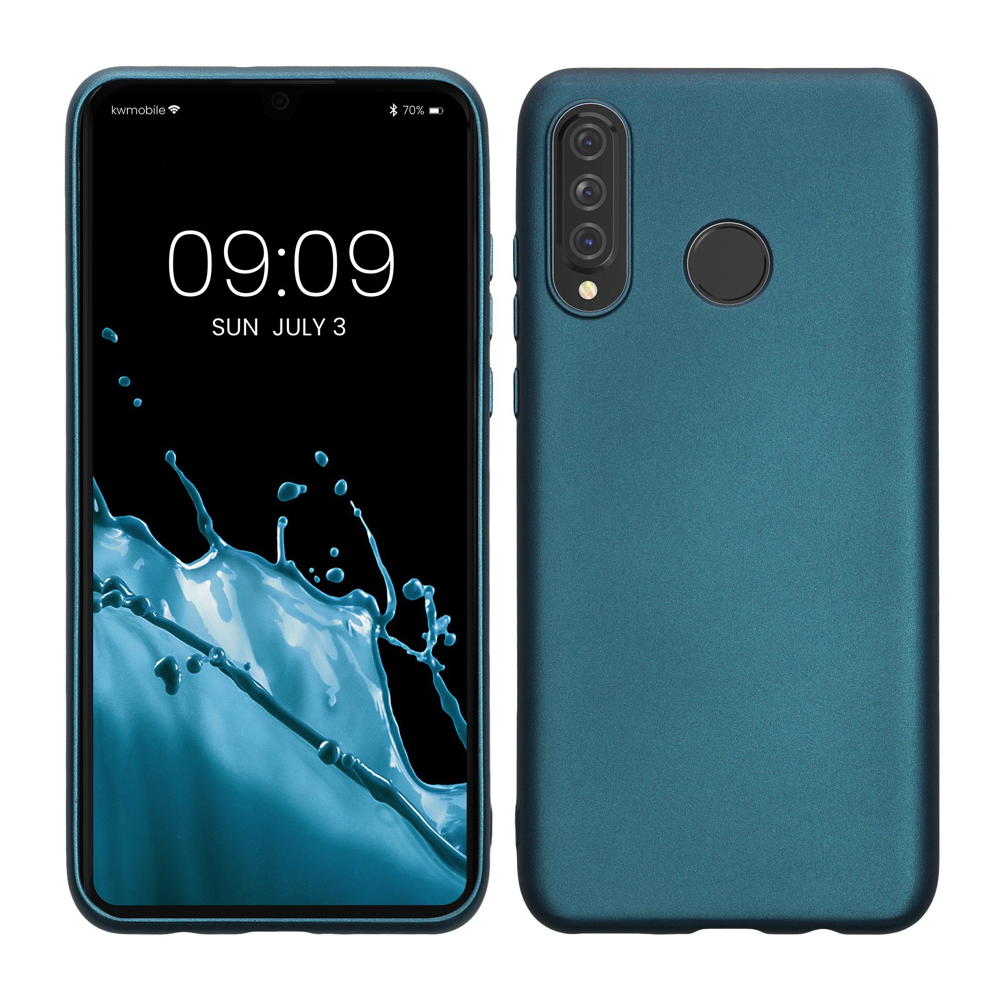kwmobile Handyhülle Handyhülle für Huawei P30 Lite Hülle, Silikon Case metallisch schimmernd - Schutzhülle Cover