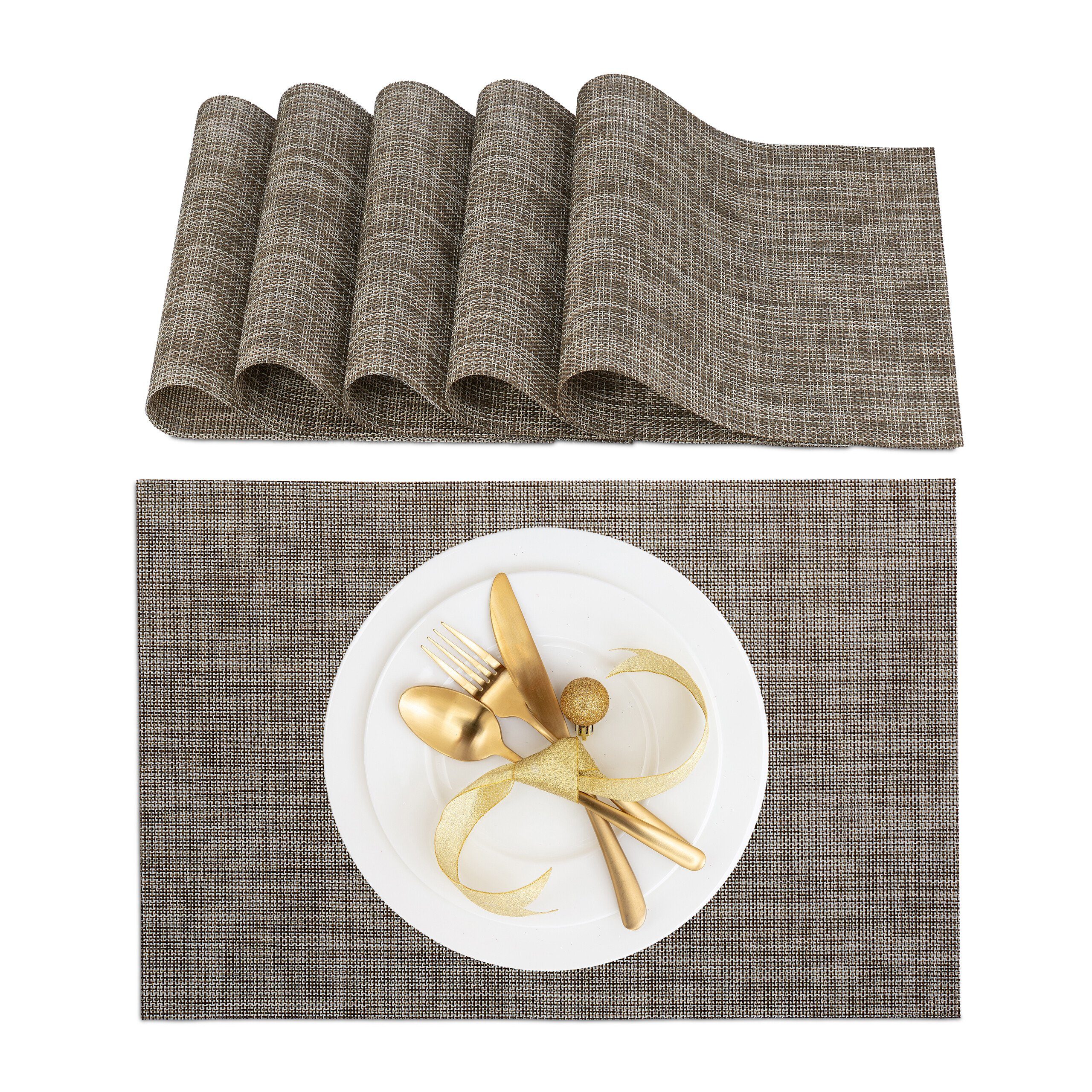 relaxdays Platzset Tischset 6-teilig, Braun günstig online kaufen