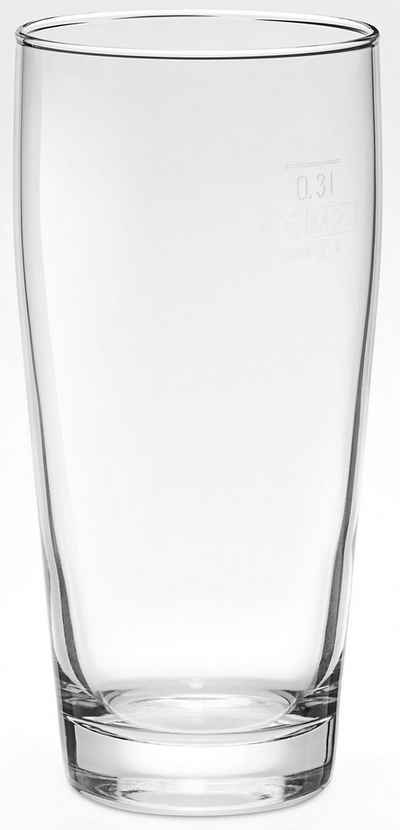 van Well Bierglas Willybecher, Glas, 0,3 L, geeicht, spülmaschinenfest, Gastronomiequalität, 12-tlg.