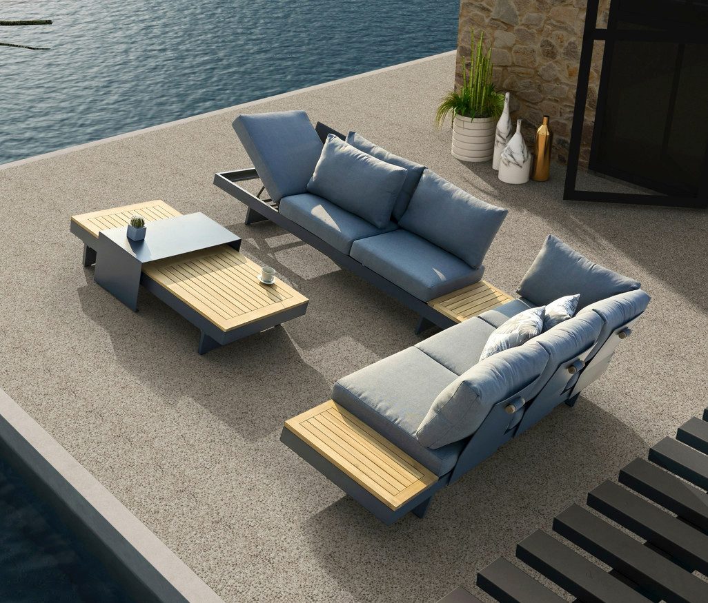 acamp Gartenlounge-Set Akazienholz Loungegruppe 4-teilig, modular, FSC, witterungsbeständig, (Spar-Set, 4-tlg., 4-teilig: 2 Sofas & 2 Tische), verstellbare Rückenlehne, modular, FSC Akazienholz, wetterfest