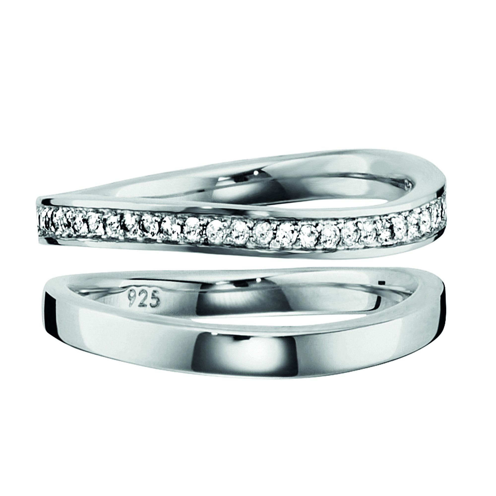 CAÏ Fingerring 925/- Sterling Silber rhodiniert Topas, Ringe können  hintereinander getragen werden