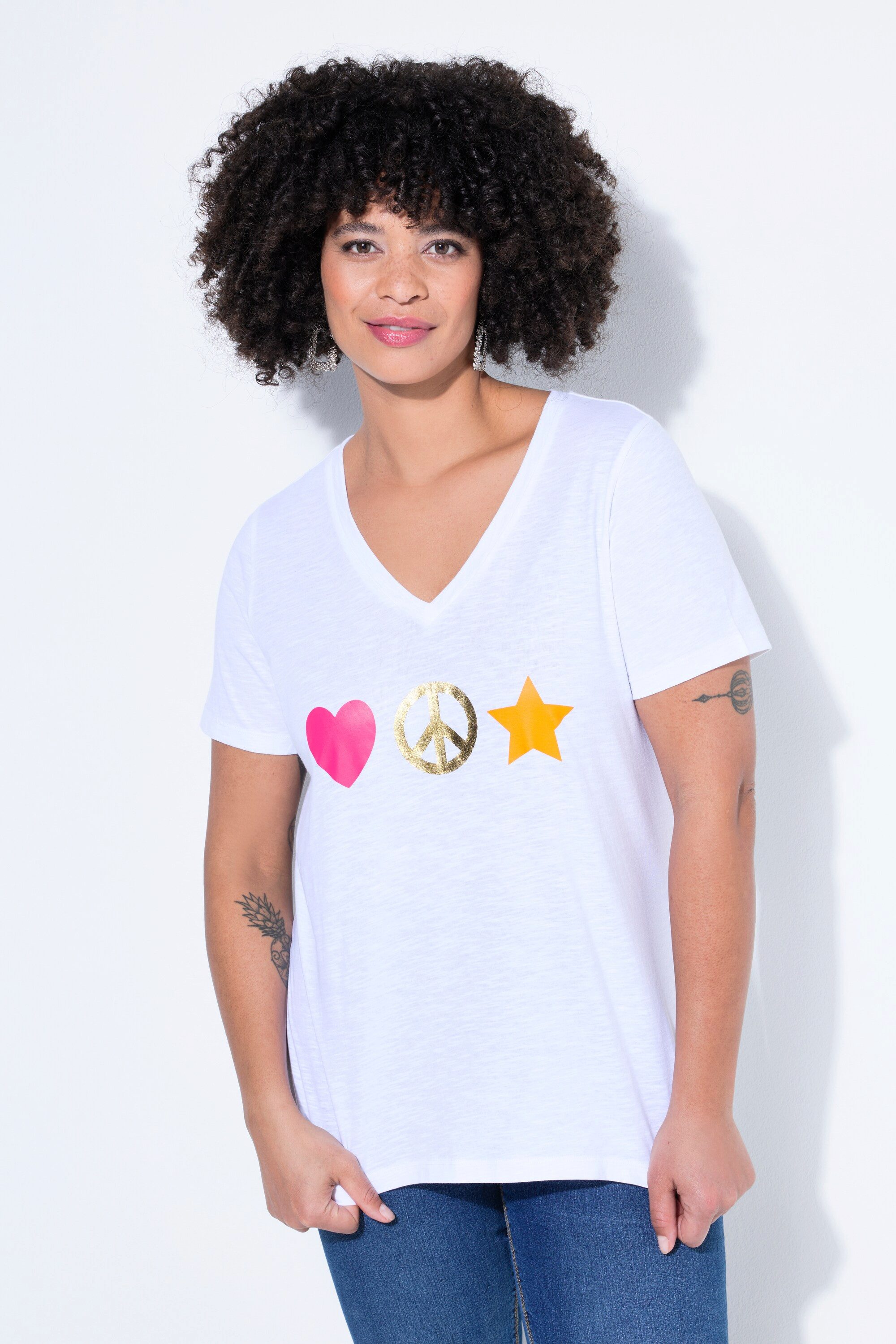 Angel of Style T-Shirt T-Shirt A-Linie Peace-Zeichen Halbarm günstig online kaufen