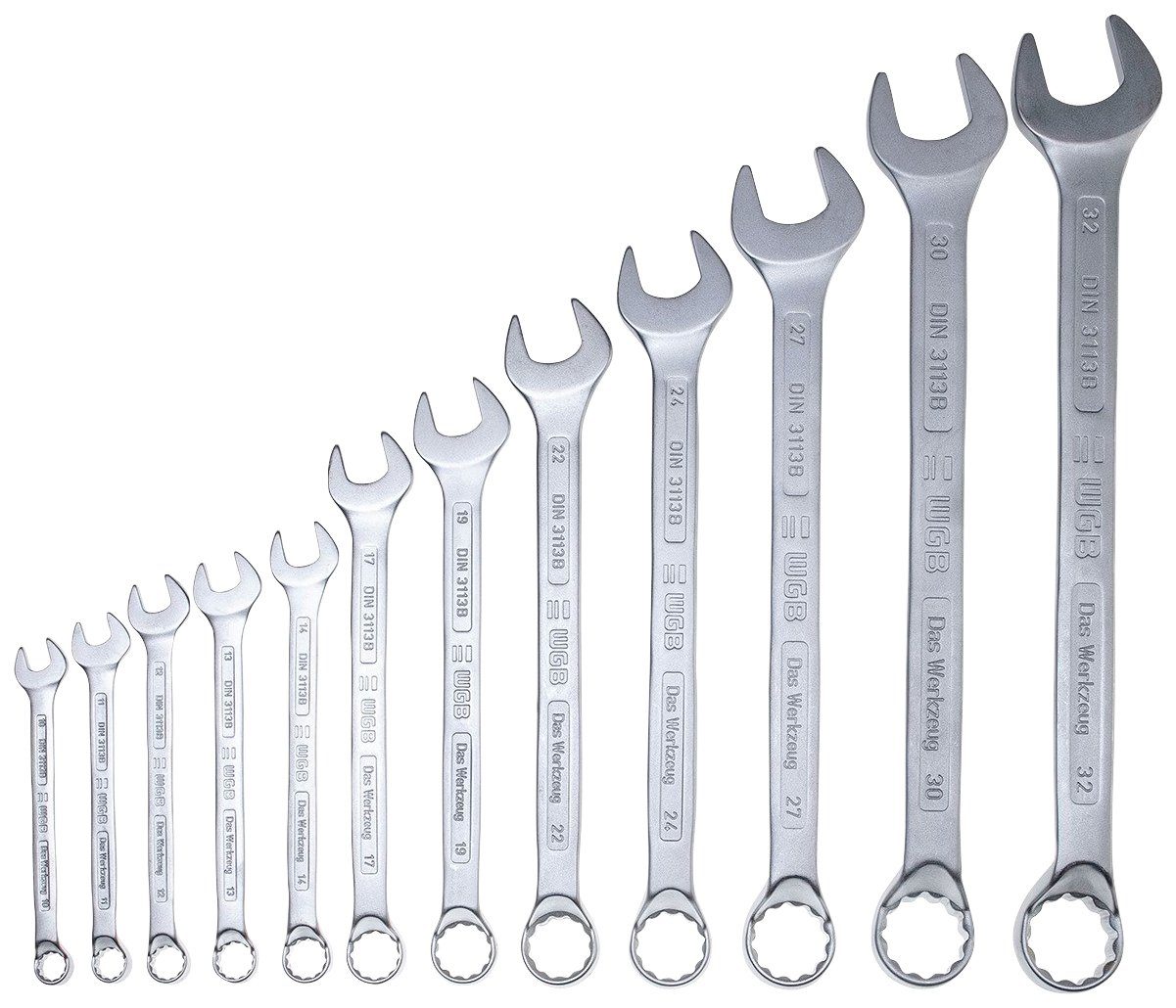 Ringseite (Set, 12 BASIC St), und PLUS Gabel- Ringschlüssel WGB gekröpft Ringmaulschlüssel-Satz