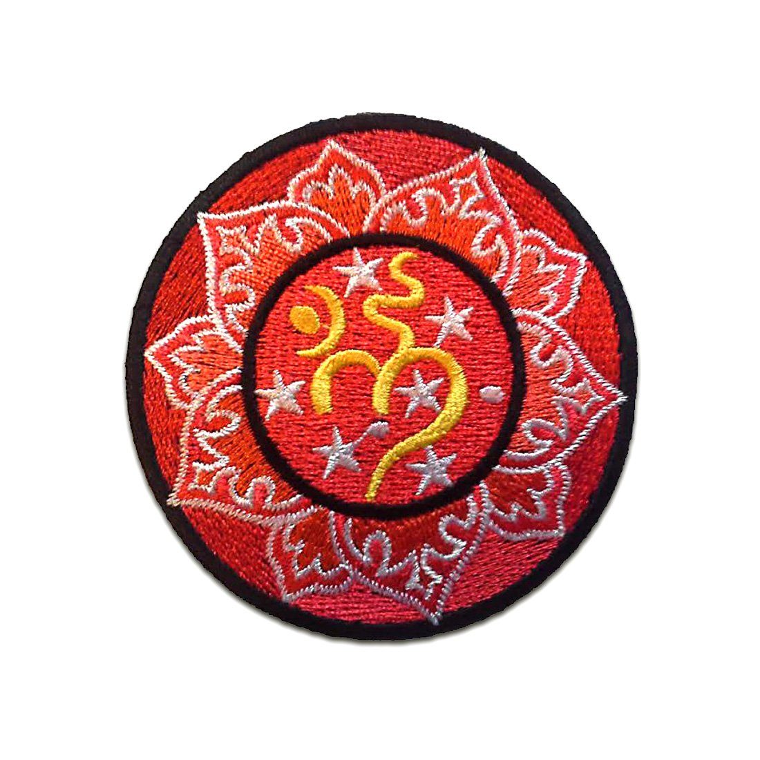 Catch the Patch Aufnäher Bügelbild, Aufbügler, Applikationen, Patches, Flicken, zum aufbügeln, Polyester, Om Symbol Meditation - Größe: Ø 7,5 cm
