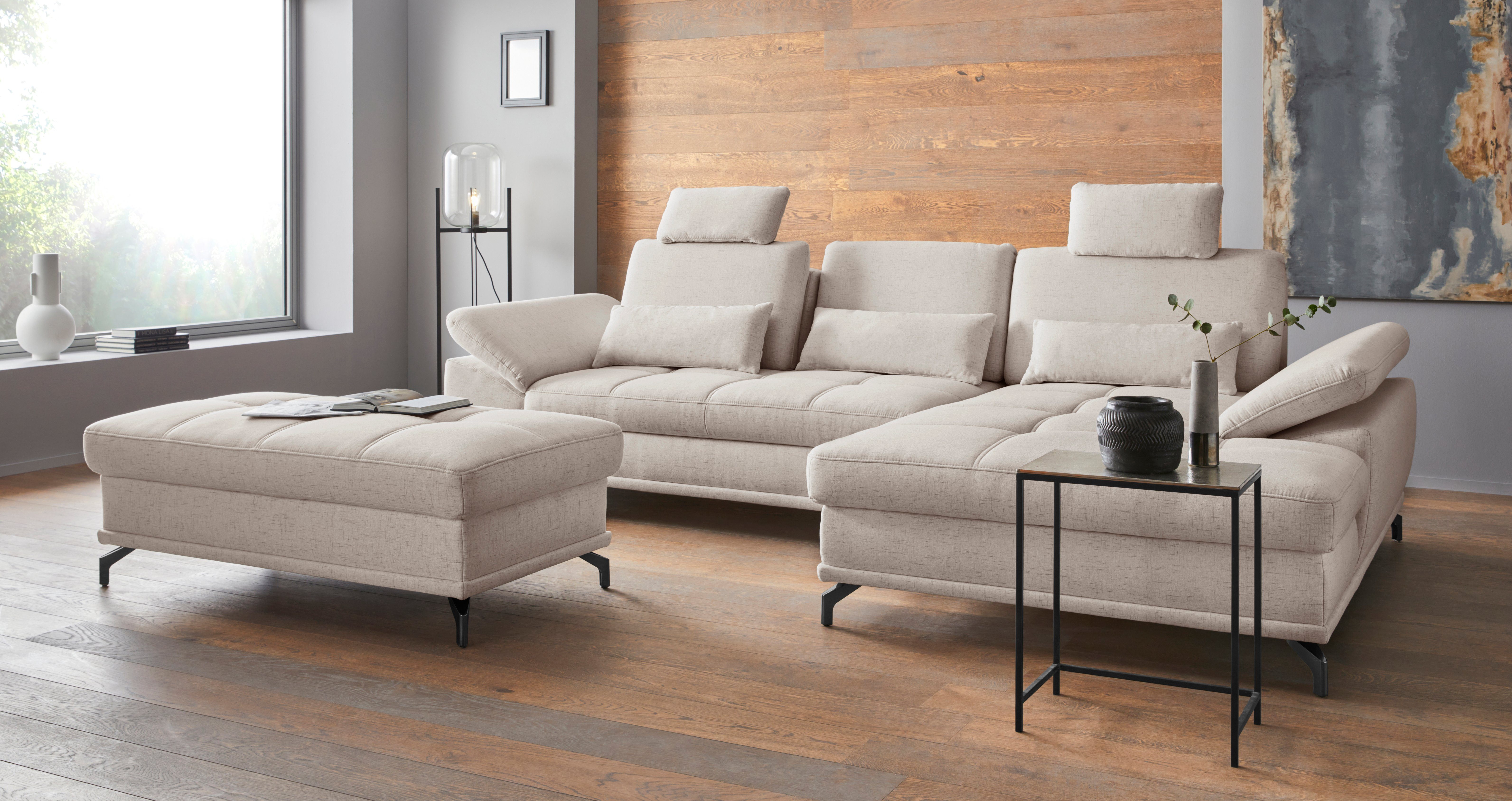 Ecksofa Costello L-Form, mit Sitztiefenverstellung, Armteilverstellung und