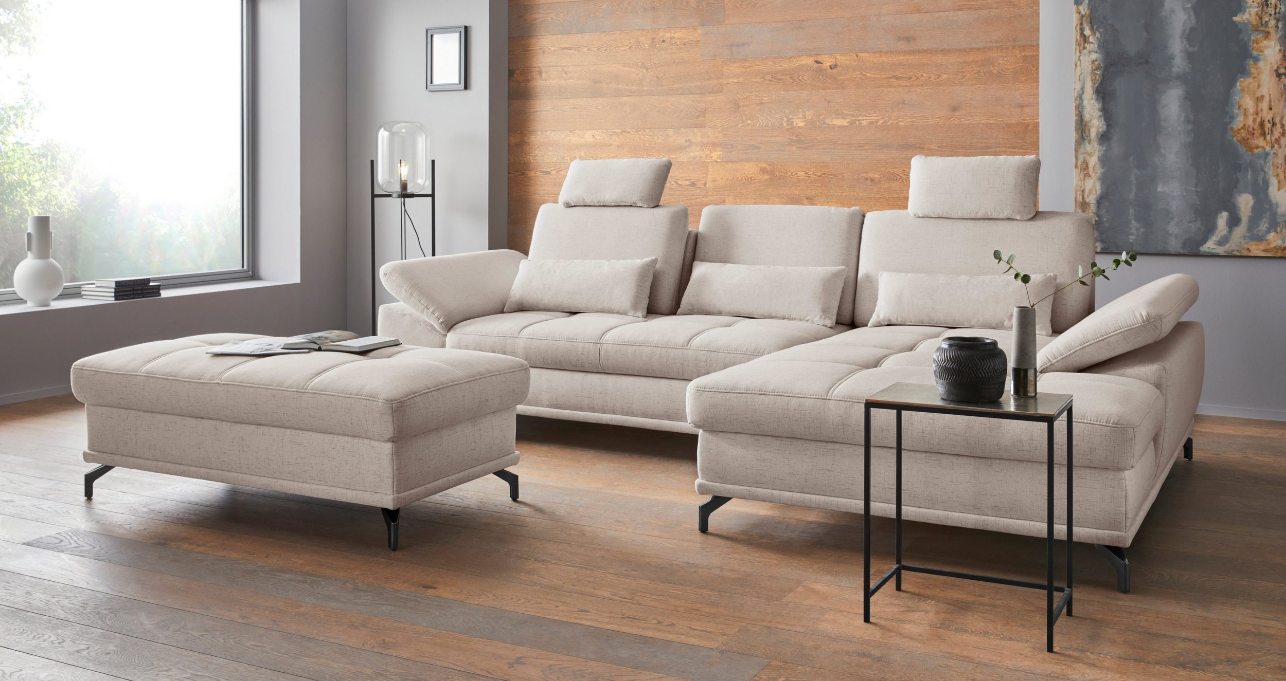 PLACES OF STYLE Ecksofa COSTELLO L-Form, mit Sitztiefenverstellung - Einrichtungsbeispiel