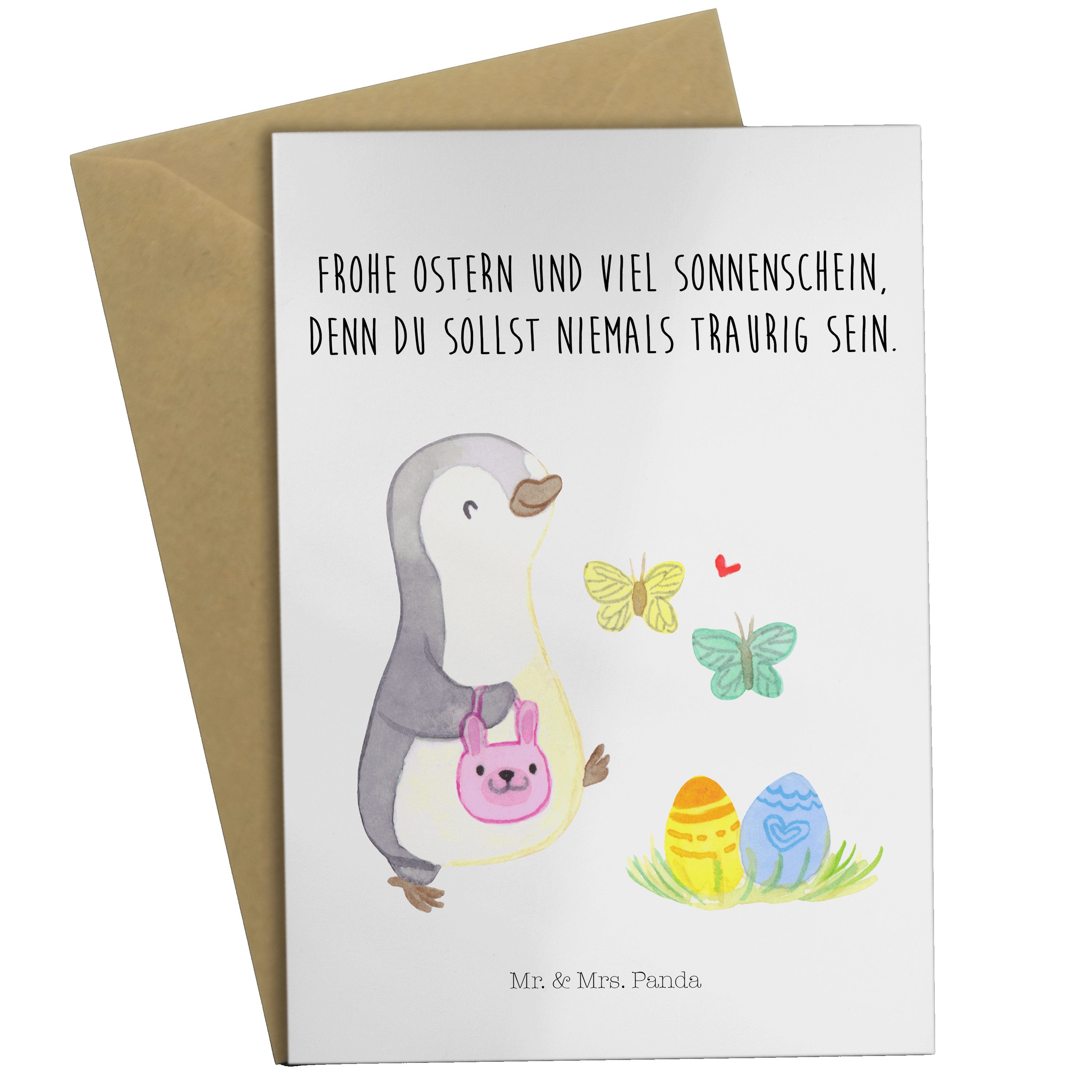 - G Ostern, zu Osternest, Weiß - & Geschenk, Mr. Mrs. Grußkarte Eiersuche Geschenk Panda Pinguin