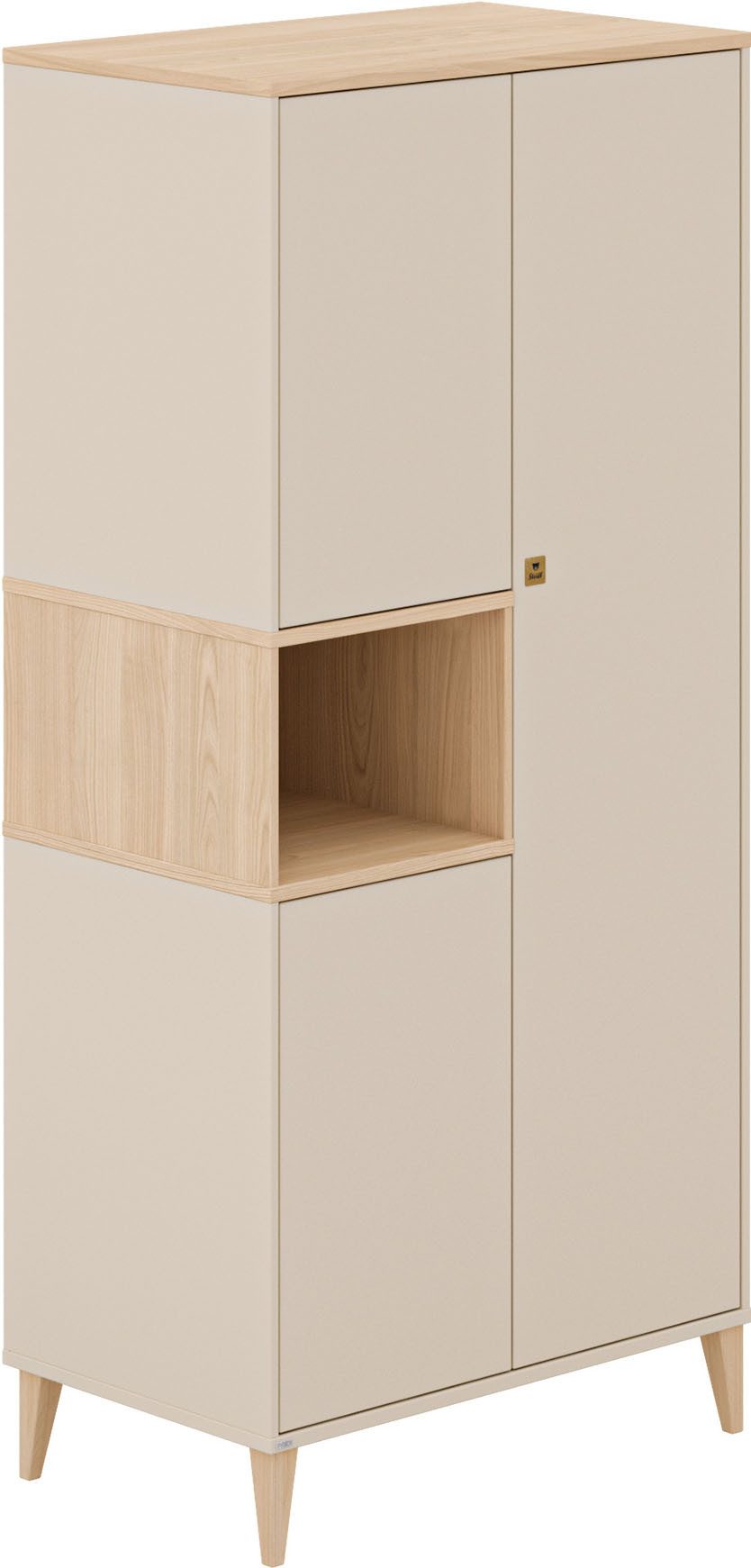 PAIDI Kleiderschrank MILA & BEN Steiff by PAIDI in Beige, 3 Türen mit Push-to-open inkl. Kleiderstangen und Einlegeböden, Massivholz-Füße, Soft-Close