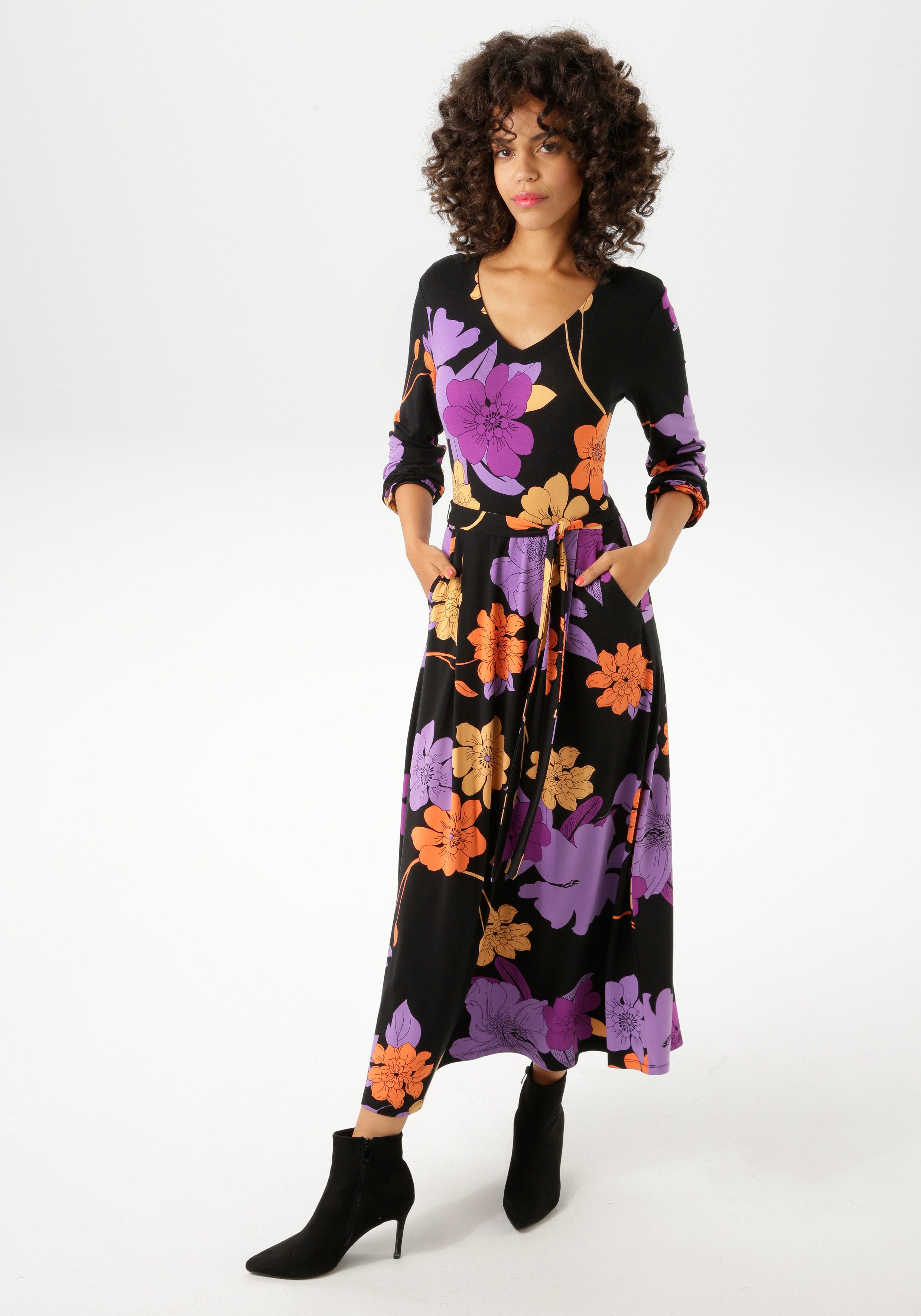 Aniston CASUAL Maxikleid (mit abnehmbarem Bindeband) günstig online kaufen