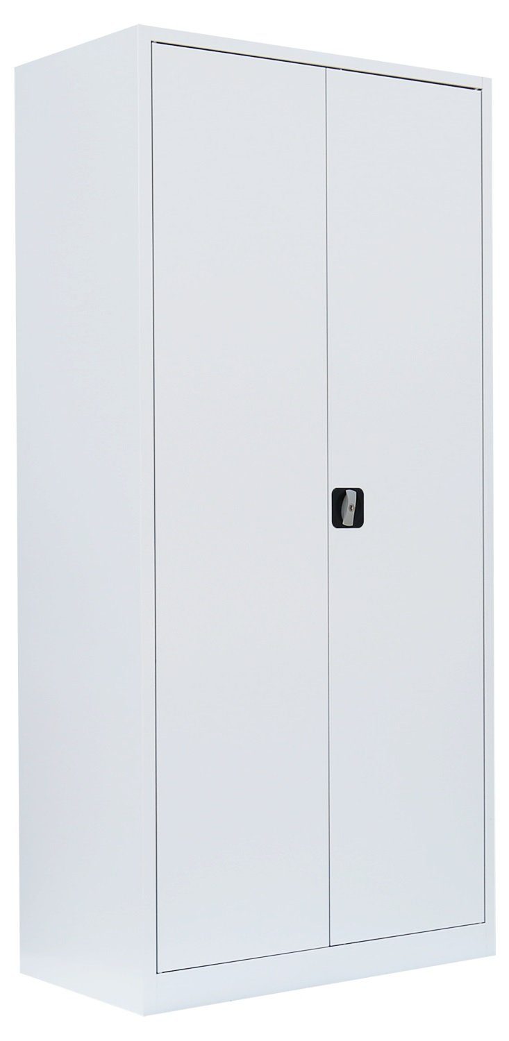 Signalweiß Metallschrank abschließbar notwendig RAL Weiß Mehrzweckschrank Steelboxx Türen: montiert, 9003 Aktenschrank (1-St) Komplett RAL Büroschrank 195x92,5x42,2cm keine 9003 | Signalweiß/ Montage Korpus:
