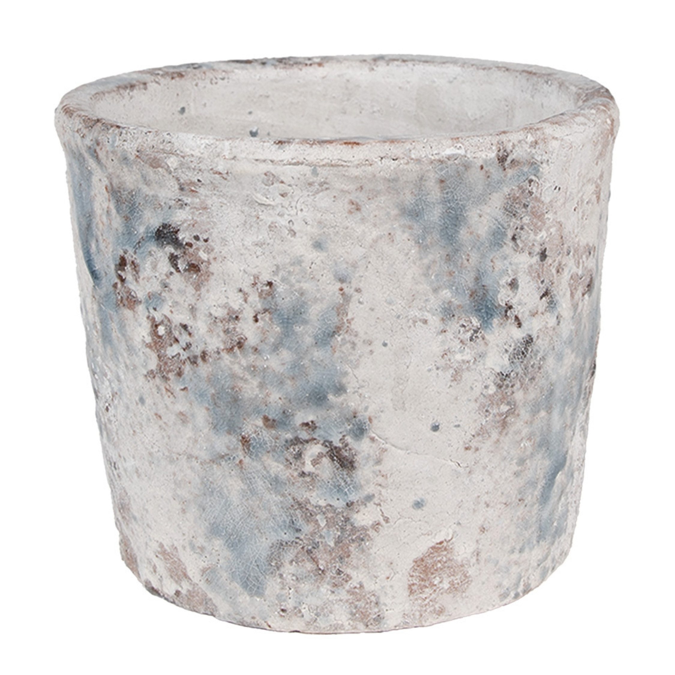 Clayre & Eef Dekovase Clayre & Eef Blumentopf Weiß Blau Terrakotta