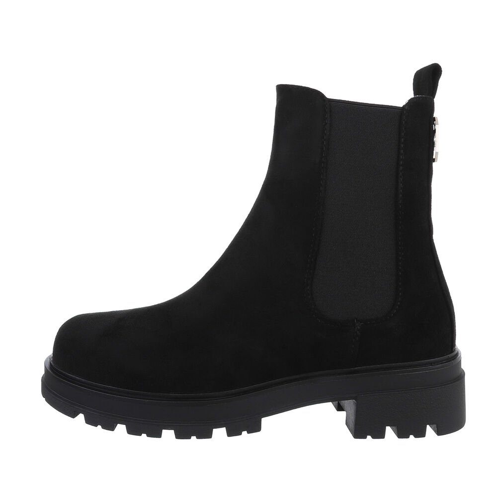 Ital-Design Damen Chelsea Freizeit Plateaustiefelette Blockabsatz Chelsea Boots in Schwarz