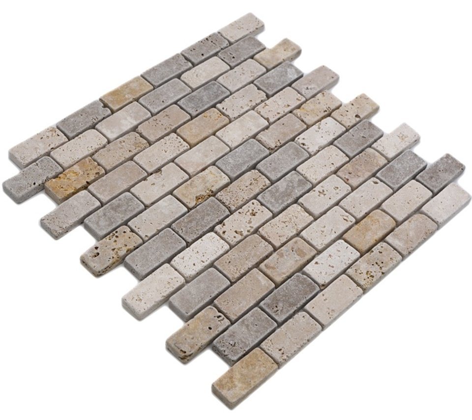 Thumbnail - Mosani Mosaikfliesen Travertinmosaik Mosaikfliesen mix beige braun matt / 10 Mosaikmatten
