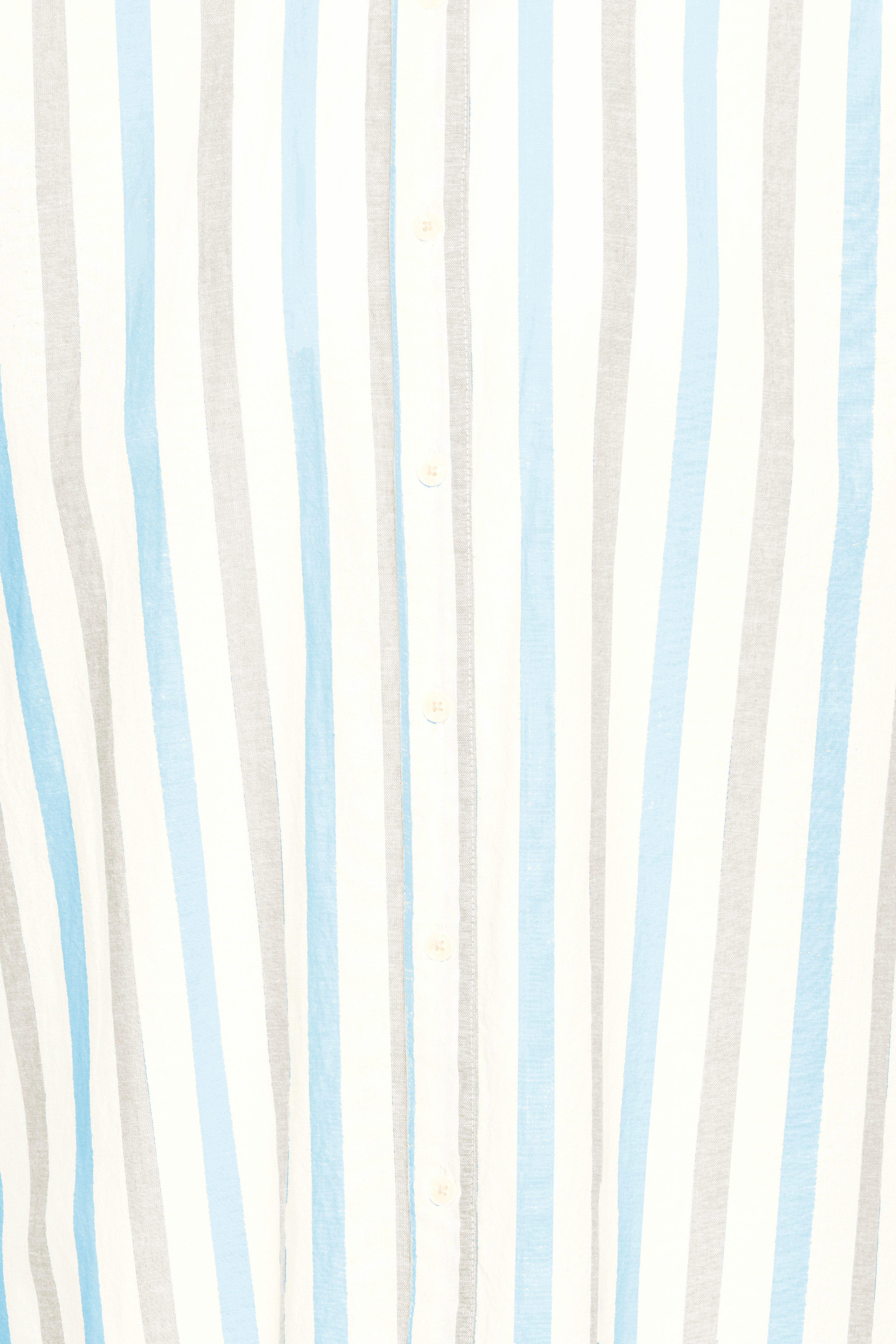 Blend Kurzarmhemd BHABAN SHIRT STRIPE aus Baumwollmischung, mit Leinen, Relaxed Fit, gestreifte Leinenoptik