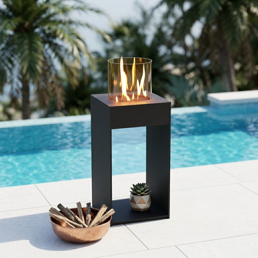 GLOW FIRE Echtfeuer-Dekokamin Emma Concept M Outdoor Ethanolkamin, echte Flamme mit Wohlfühlfaktor, TÜV geprüfter Sicherheitsbrenner