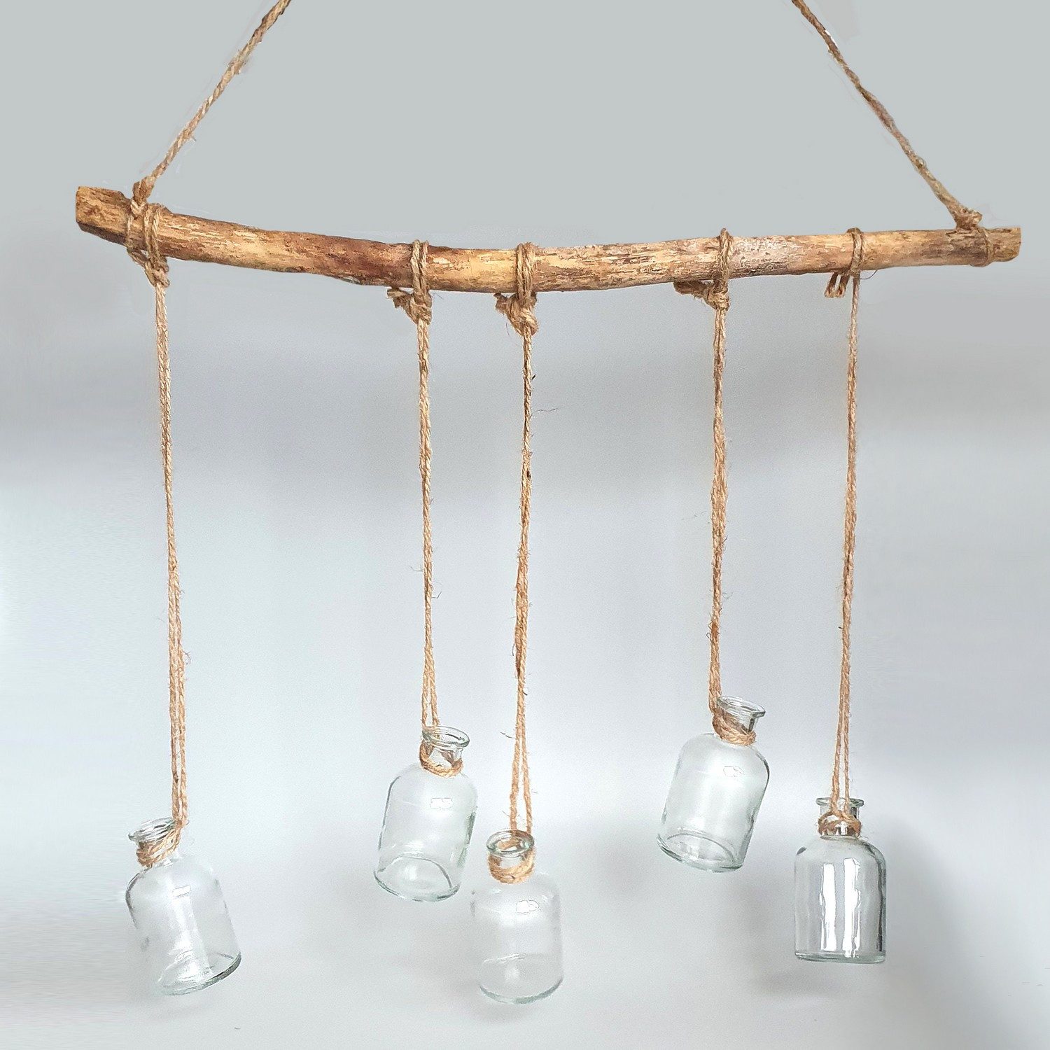 Deko AS Hängedekoration Holzast mit Vasen zum Aufhängen, 5 Gläser, Fensterd günstig online kaufen