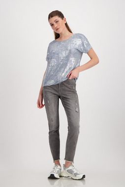 Monari T-Shirt Silber metallic Shirt mit Schrift