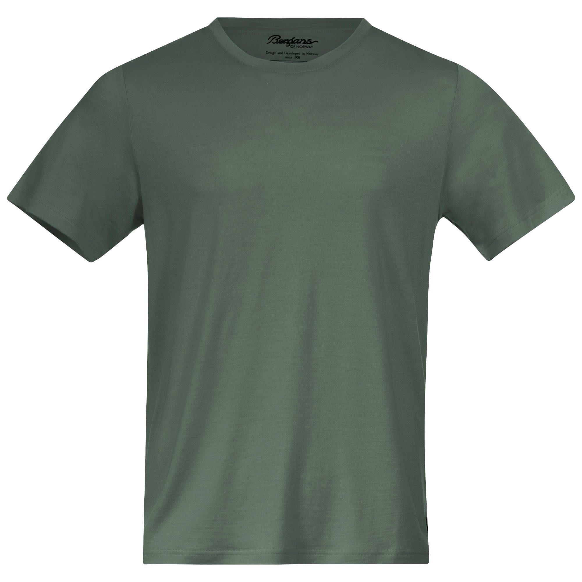 Tee Green Herren Jade Bergans Wool Kurzarm-Shirt T-Shirt Bergans M Urban Dark