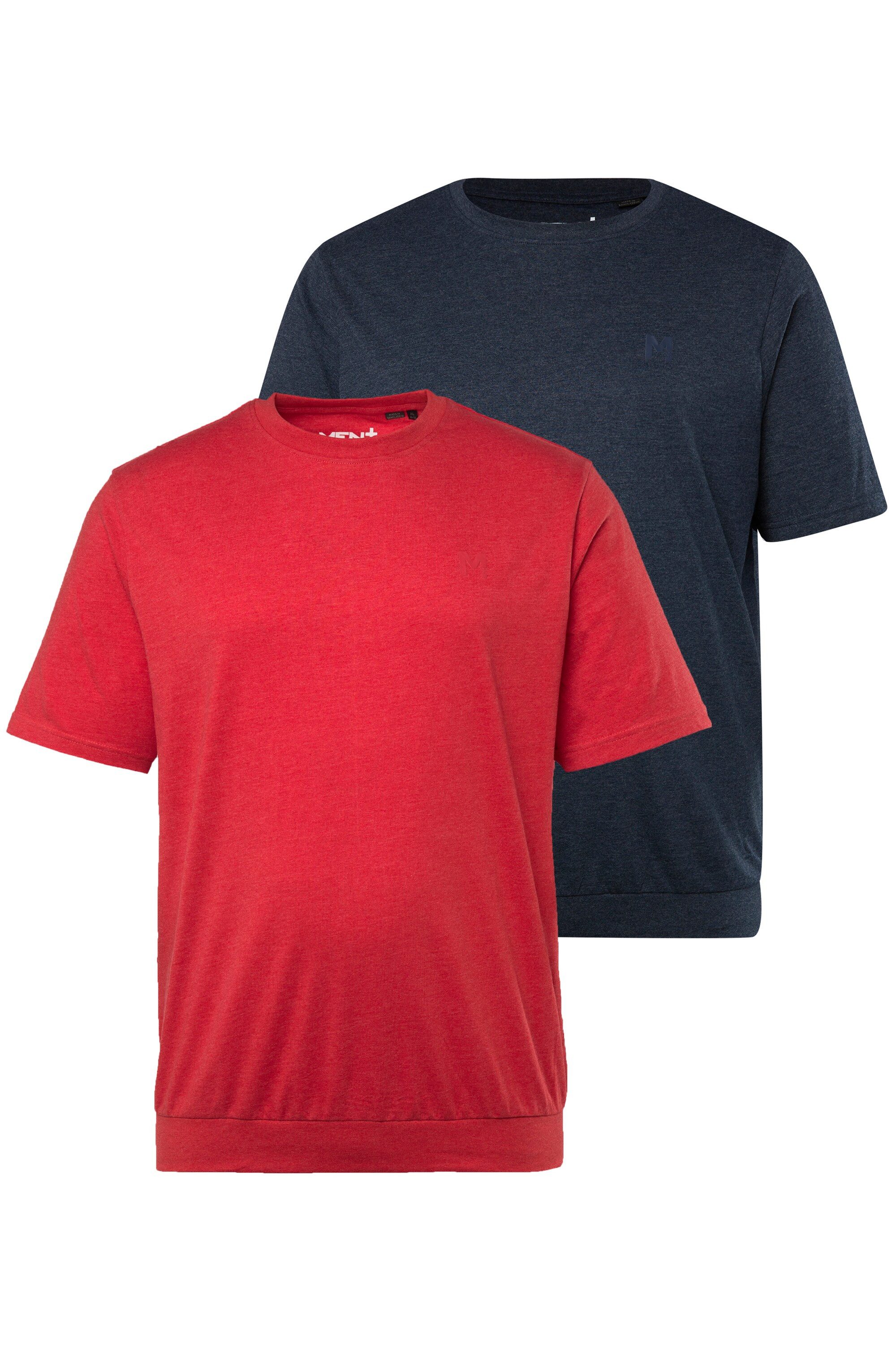 Men Plus T-Shirt Men+ T-Shirts 2er-Pack Bauchfit Basic Halbarm günstig online kaufen