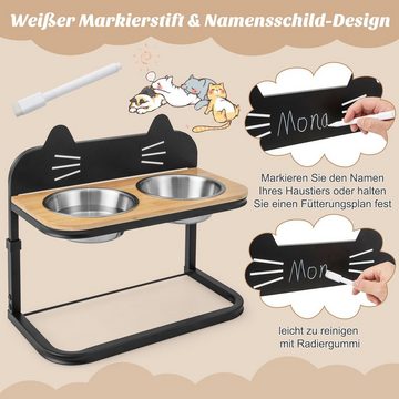 COSTWAY Futterstation mit 2 Näpfen, Edelstahl, höhenverstellbar & abnehmbar