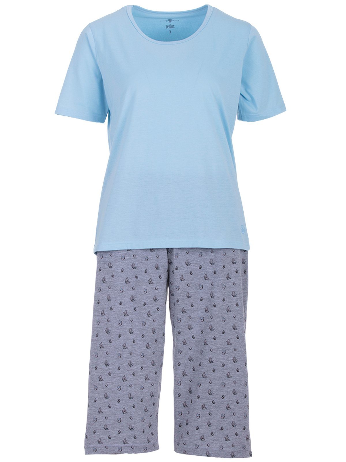 zeitlos Schlafanzug Pyjama Set Capri - Schmetterling blau