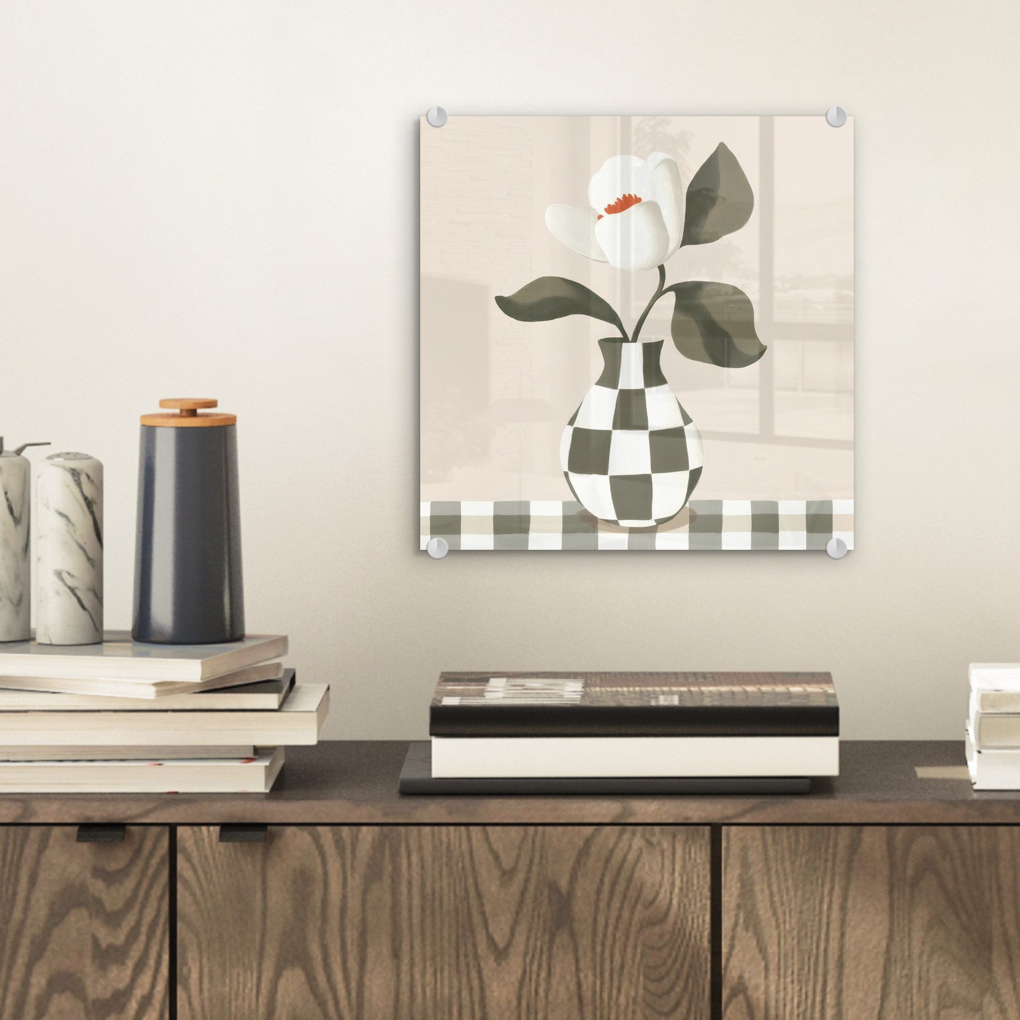 MuchoWow Acrylglasbild Vase - Kariert - günstig online kaufen
