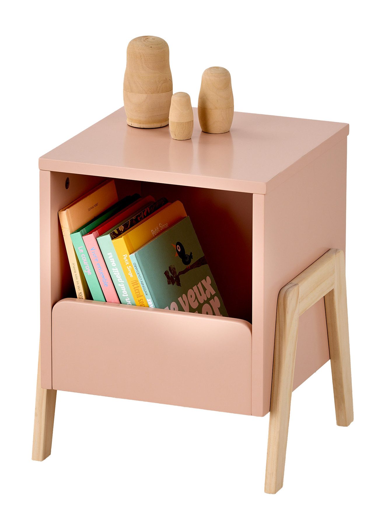 vertbaudet Nachttisch Kinderzimmer RETRO, Beine: Kiefer, mit Ablagefach