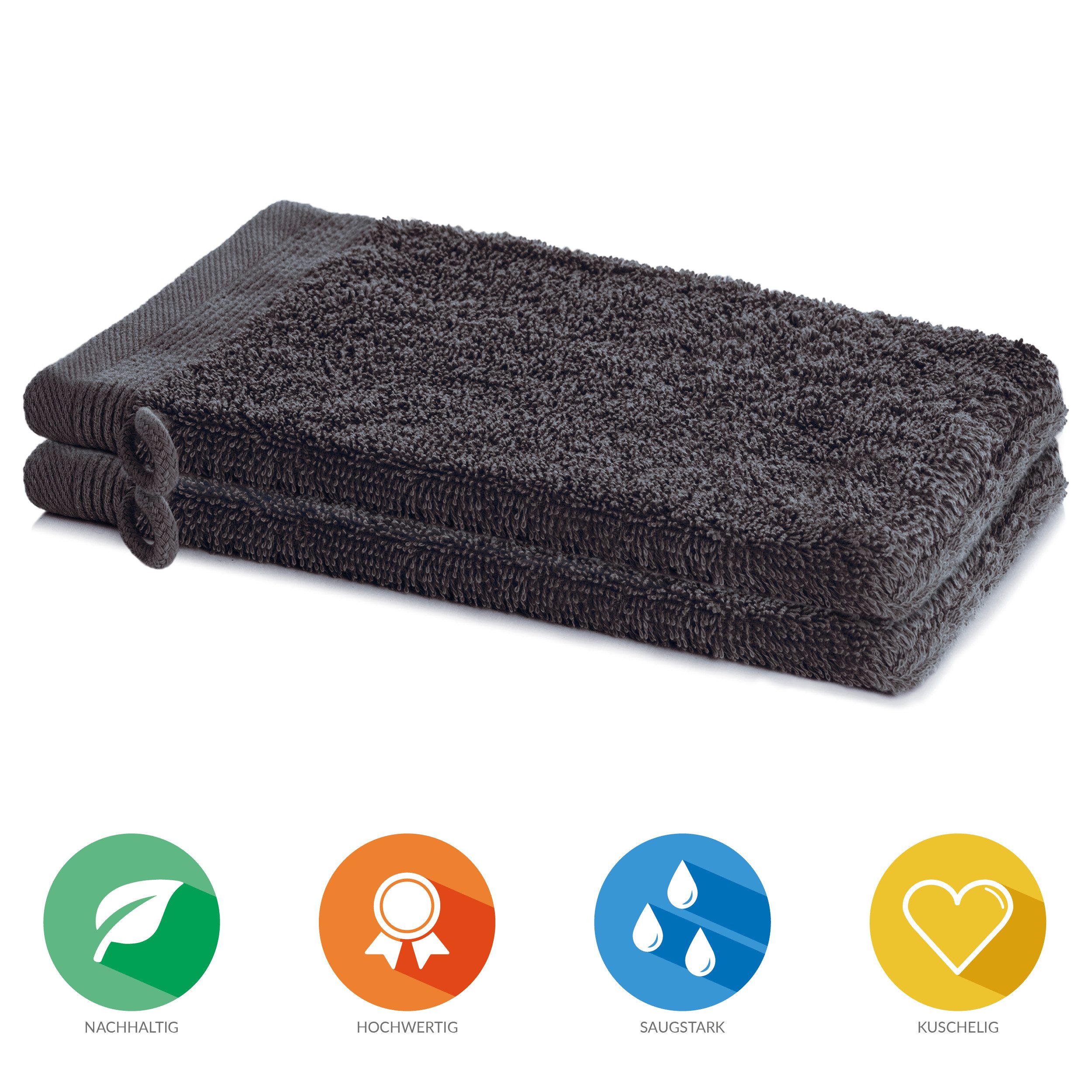 Lavea Waschhandschuh Bali Waschlappen 16x22 cm, Waschhandschuhe, kleine Handtücher, Weiches Bio-Baumwollfrottee (Set, 2-St), Gesichtshandtücher, GOTS-zertifiziert, extra saugstark mit 500g/m²